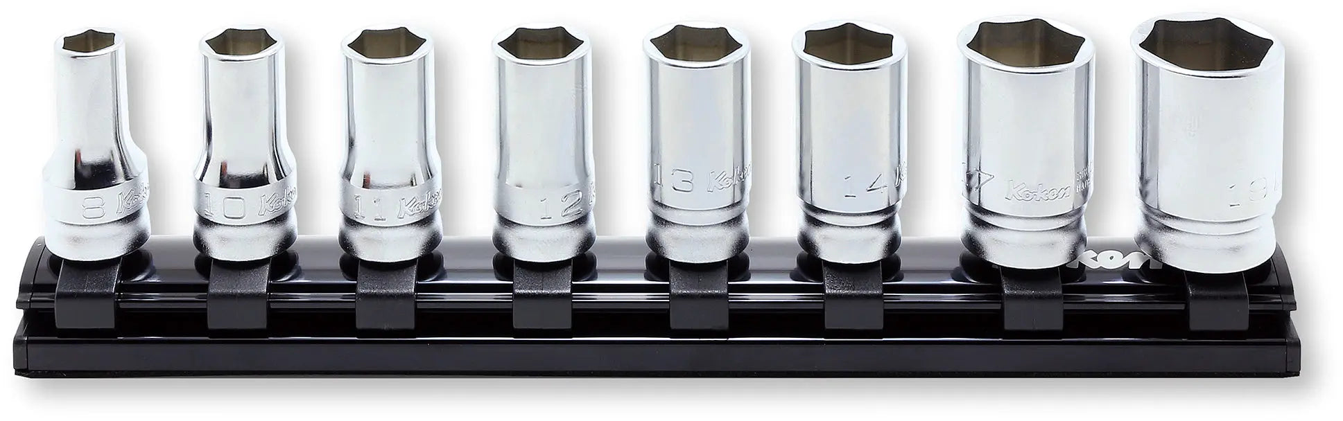 Ko-ken Tools 8 Piece 3/8 Sq. Dr. Z-Series 6 Point Semi-Deep Chrome Socket set 8-19mm Ko-ken Tools
