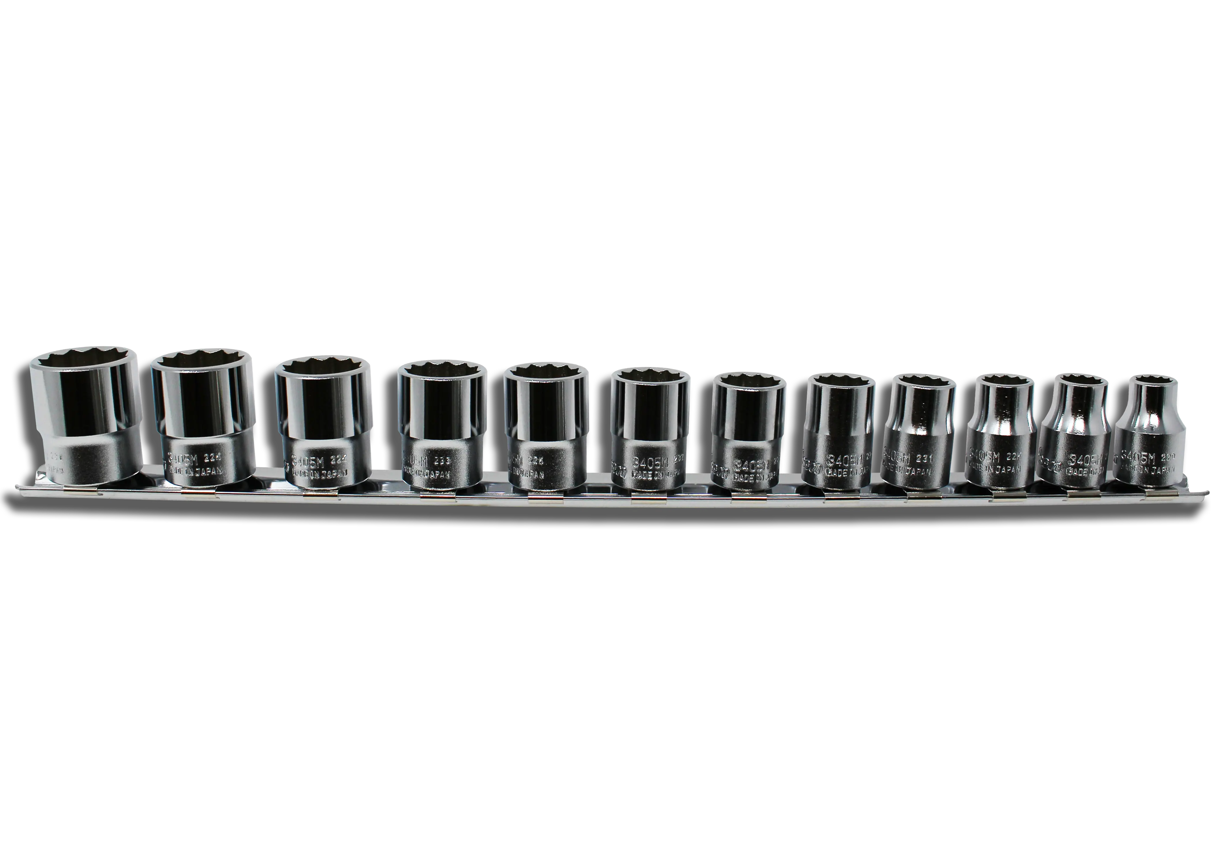 Ko-ken Tools 12 Piece 3/8 Sq. Dr. 12 Point, Chrome, Metric Socket Set Ko-ken Tools