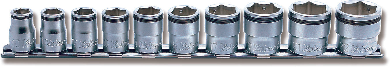 Ko-ken Tools 3/8 Sq. Dr. Socket set 10mm-22mm Nut Grip 250mm 10 pieces