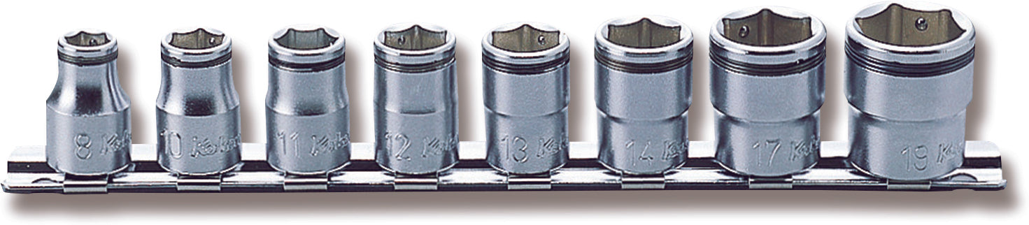 Ko-ken Tools 3/8 Sq. Dr. Socket set 8mm-19mm Nut Grip 200mm 8 pieces