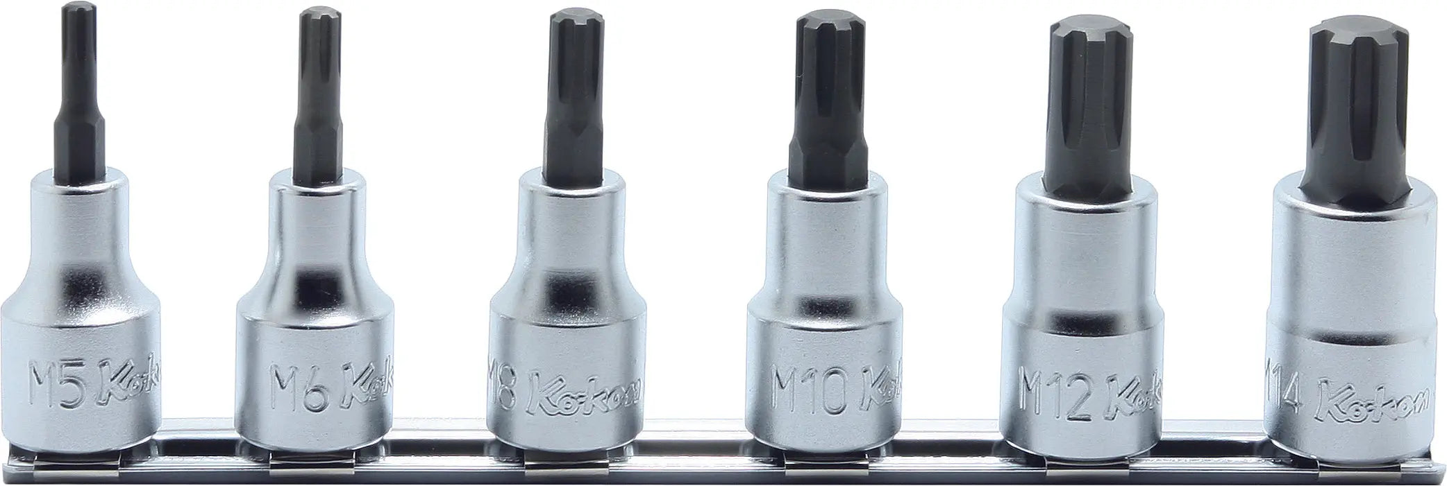 Ko-ken Tools 6 Piece 1/2 Sq. Dr. Ribe-CV Bit Socket Set M5-M16 ...
