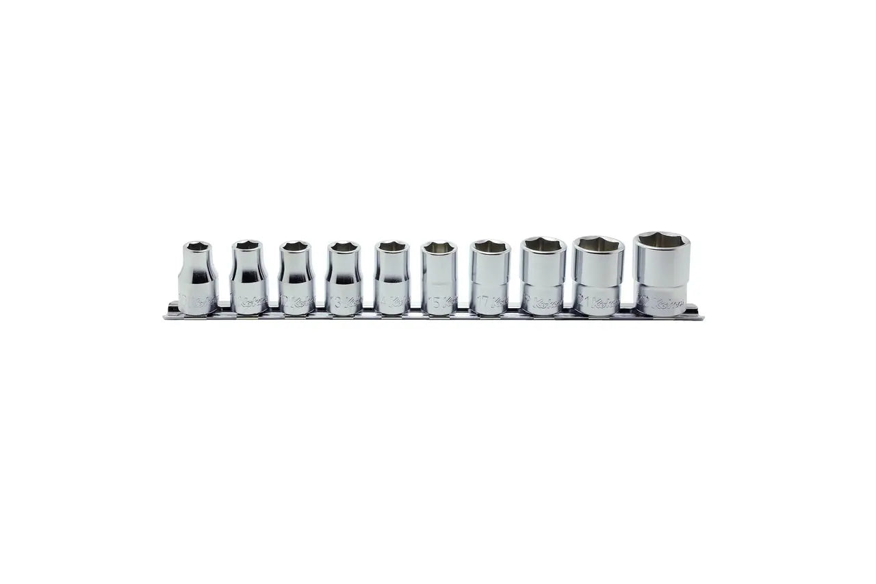 Ko-ken Tools 10 Piece 1/2 Sq. Dr. 6 point, Metric, Chrome Socket Set Ko-ken Tools