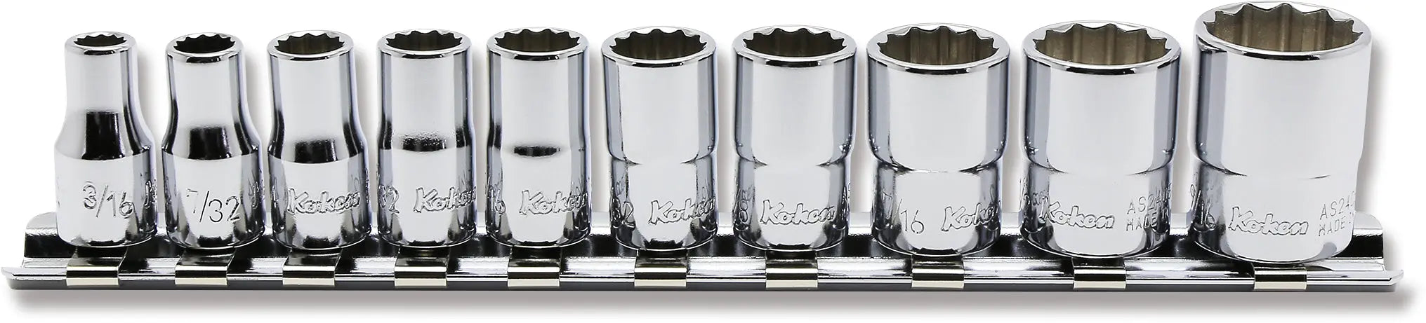 Ko-ken Tools 1/4 Sq. Dr. Socket set 3/16-9/16 12 point 150mm Aerospace 10 pieces Ko-ken Tools