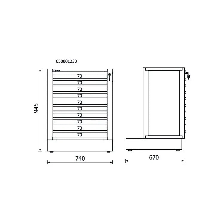 Beta Tools (Article# RSC50 2.0 M10) 10-Drawers Fixed Module for Workshop Equipment Combination RSC50 2.0 - BT 050001231 