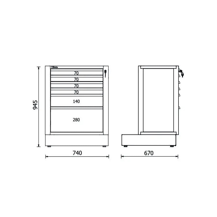Beta Tools (Article# RSC50 2.0 M6) 6-Drawers Fixed Module for Workshop Equipment Combination RSC50 2.0 - BT 050001226 