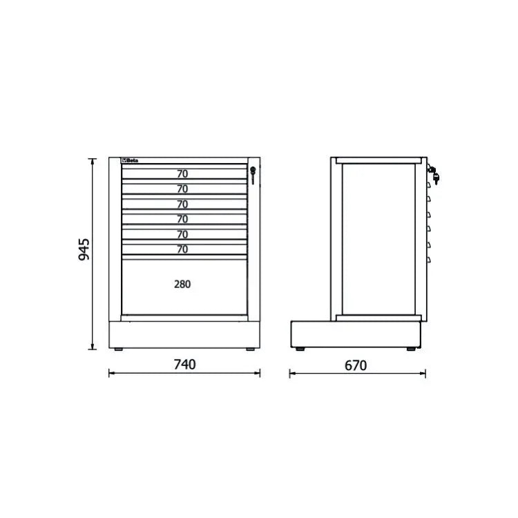 Beta Tools (Article# RSC50 2.0 M7) 7-Drawers Fixed Module for Workshop Equipment Combination RSC50 2.0 - BT 050001267 