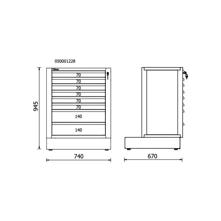 Beta Tools (Article# RSC50 2.0 M8) 8-Drawers Fixed Module for Workshop Equipment Combination RSC50 2.0 - BT 050001268 