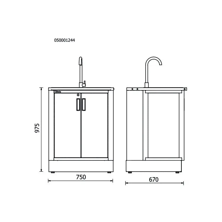 Beta Tools (Article# RSC50 2.0 ML) Fixed Module with Built-In Sink for Workshop Equipment Combination RSC50 2.0 - BT 050001284 