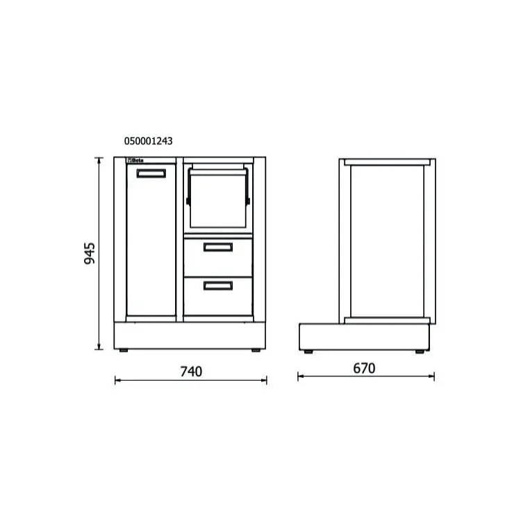 Beta Tools (Article# RSC50 2.0 MS-2C) Fixed Service Module for Workshop Equipment Combination RSC50 2.0 - BT 050001283 