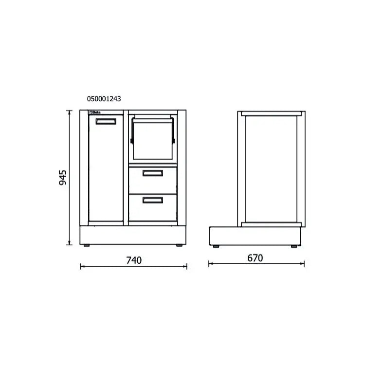 Beta Tools (Article# RSC50 2.0 MS-2C) Fixed Service Module for Workshop Equipment Combination RSC50 2.0 - BT 050001283 