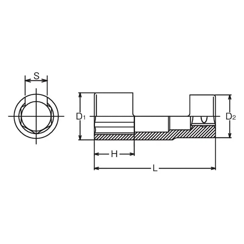 Ko-ken Tools 1/2 Sq. Dr. Socket 22mm 6 point 110mm For O2 sensor Ko-ken Tools