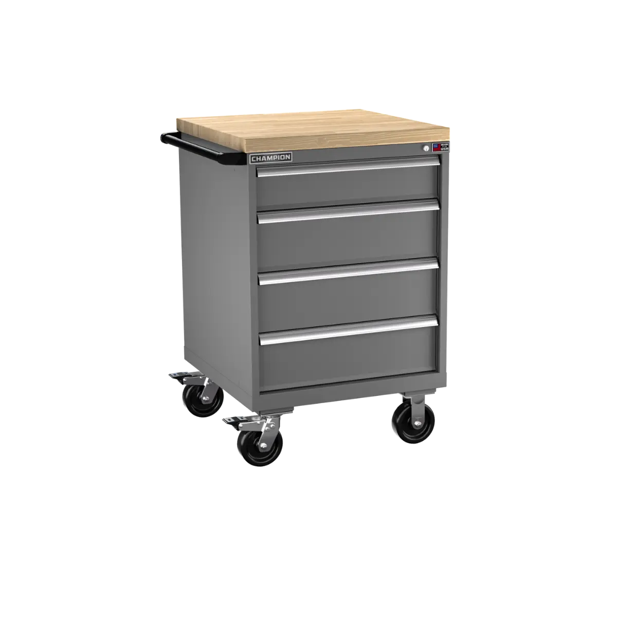 Champion Tool 4-Drawer Metal Mobile Modular Storage Cabinet without Compartments, 28-1/4 W x 43-1/4 H x 28-1/2 D in - CM SW1500-0401IL-MB8-BBT Champion Tool Storage