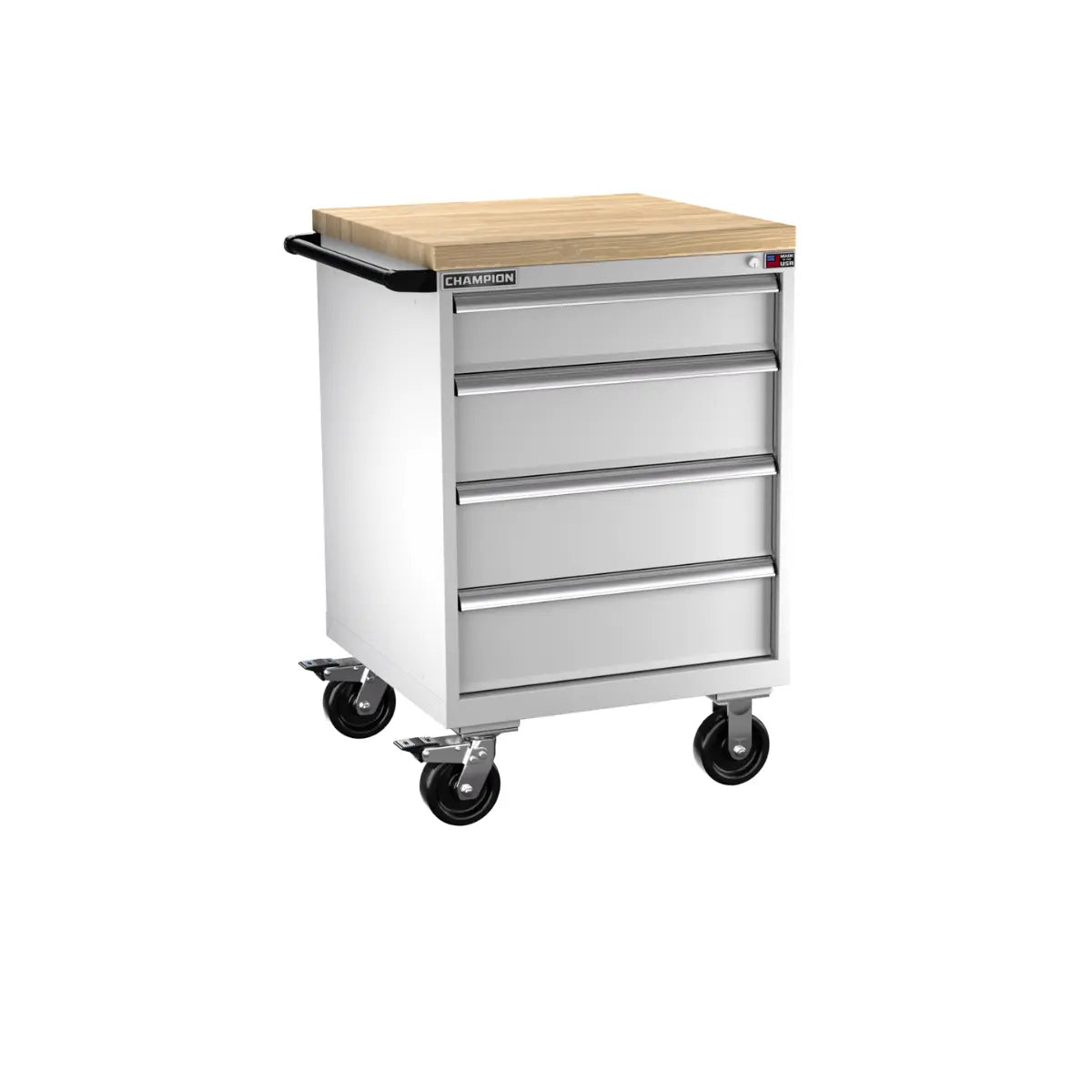 Champion Tool 4-Drawer Metal Mobile Modular Storage Cabinet without Compartments, 28-1/4 W x 43-1/4 H x 28-1/2 D in - CM SW1500-0401IL-MB8-BBT Champion Tool Storage