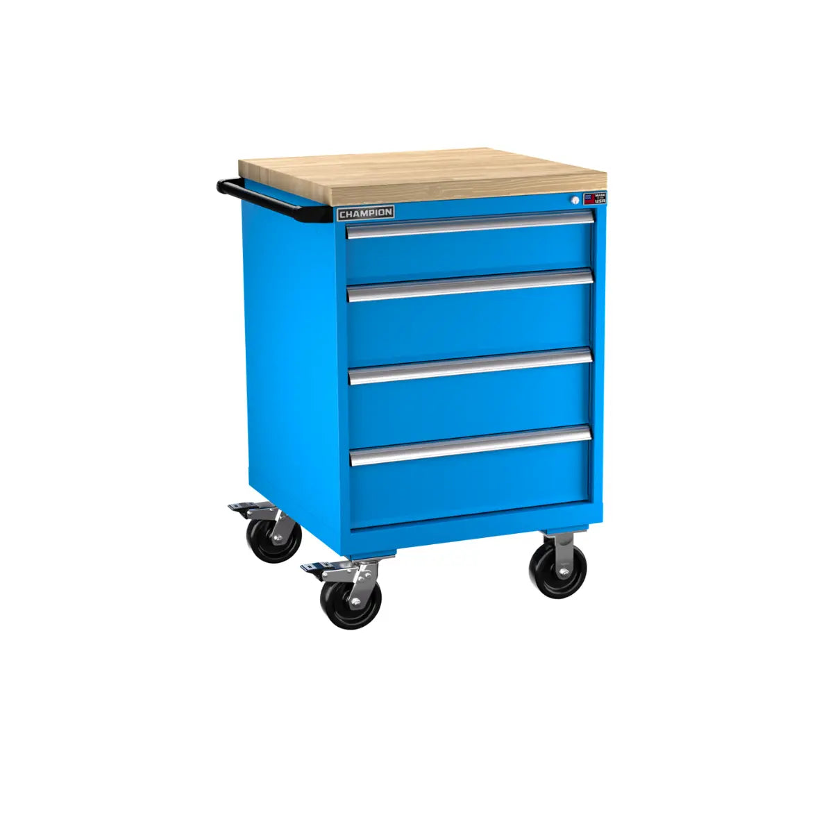 Champion Tool 4-Drawer Metal Mobile Modular Storage Cabinet without Compartments, 28-1/4 W x 43-1/4 H x 28-1/2 D in - CM SW1500-0401IL-MB8-BBT Champion Tool Storage