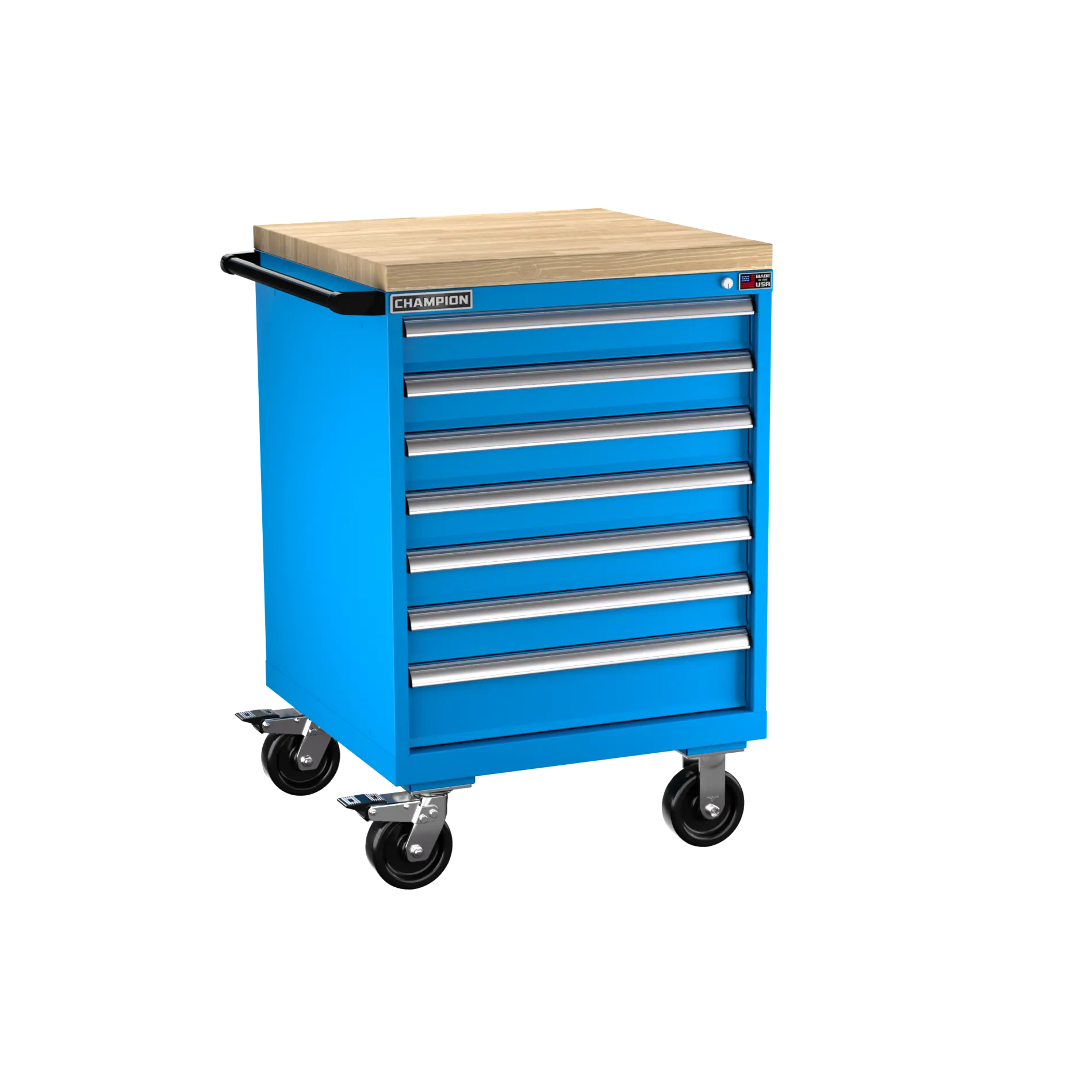 Champion Tool 7-Drawer Metal Mobile Modular Storage Cabinet without Compartments, 28-1/4 W x 43-1/4 H x 28-1/2 D in - CM SW1500-0701IL-MB8-BBT Champion Tool Storage