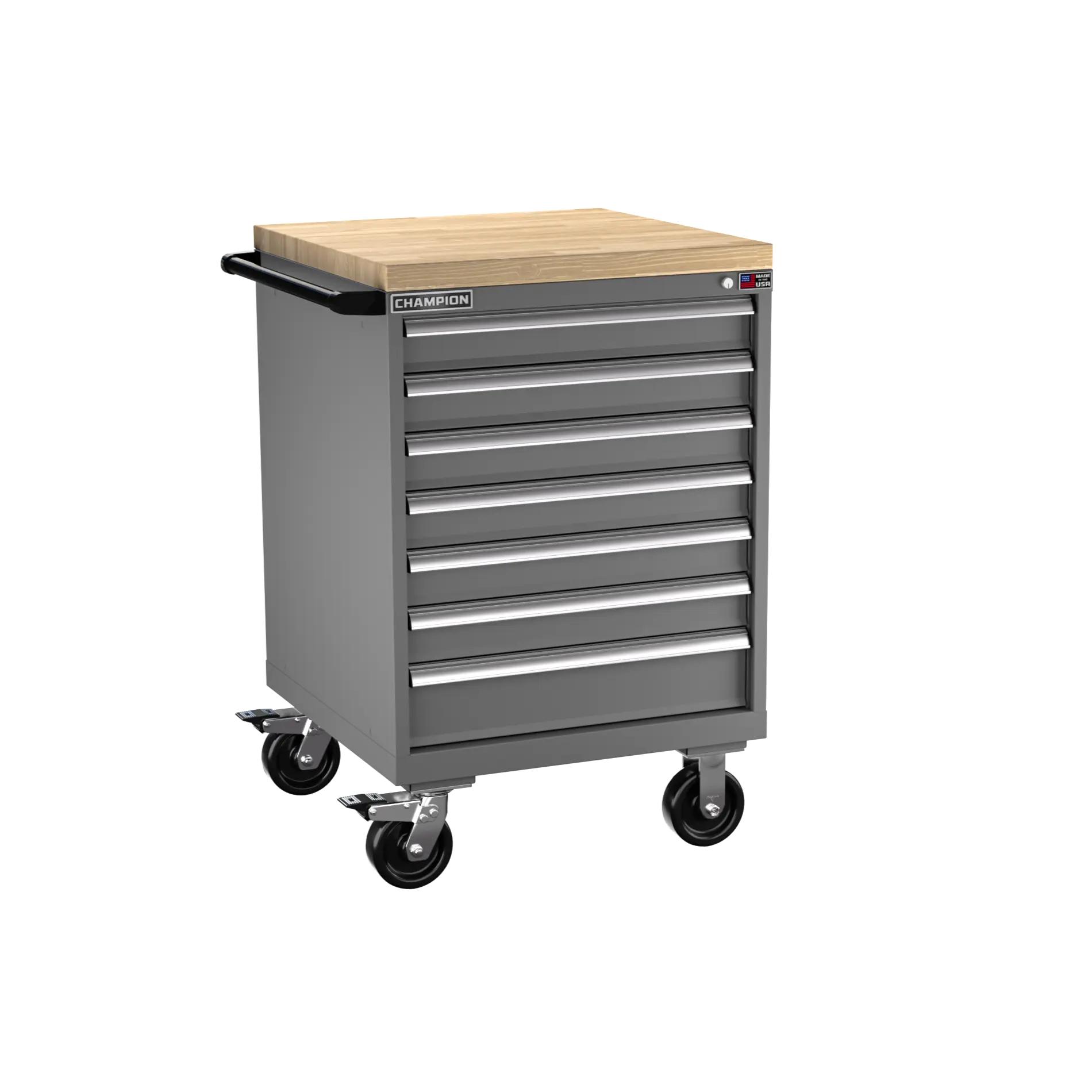 Champion Tool 7-Drawer Metal Mobile Modular Storage Cabinet without Compartments, 28-1/4 W x 43-1/4 H x 28-1/2 D in - CM SW1500-0701IL-MB8-BBT Champion Tool Storage