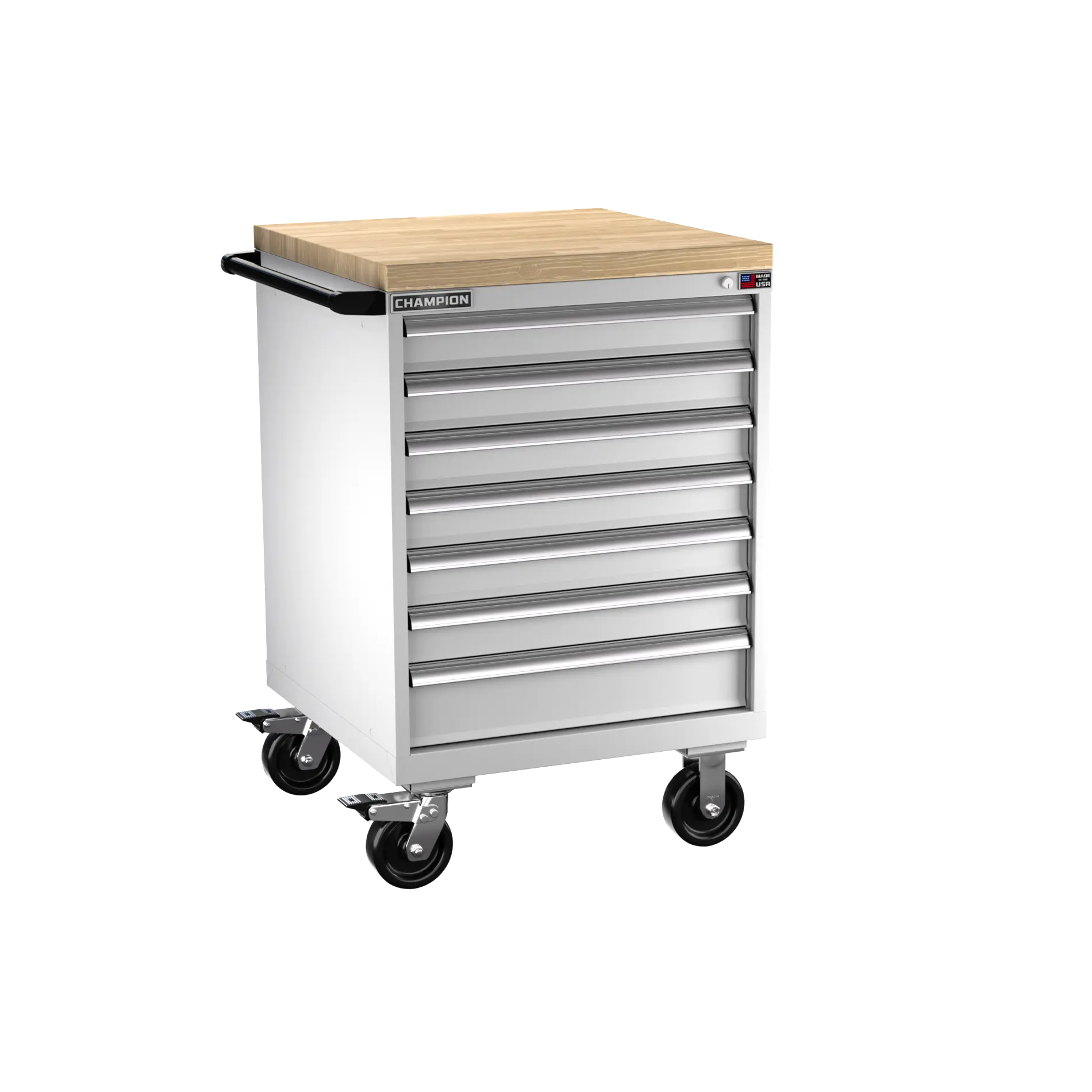 Champion Tool 7-Drawer Metal Mobile Modular Storage Cabinet without Compartments, 28-1/4 W x 43-1/4 H x 28-1/2 D in - CM SW1500-0701IL-MB8-BBT Champion Tool Storage
