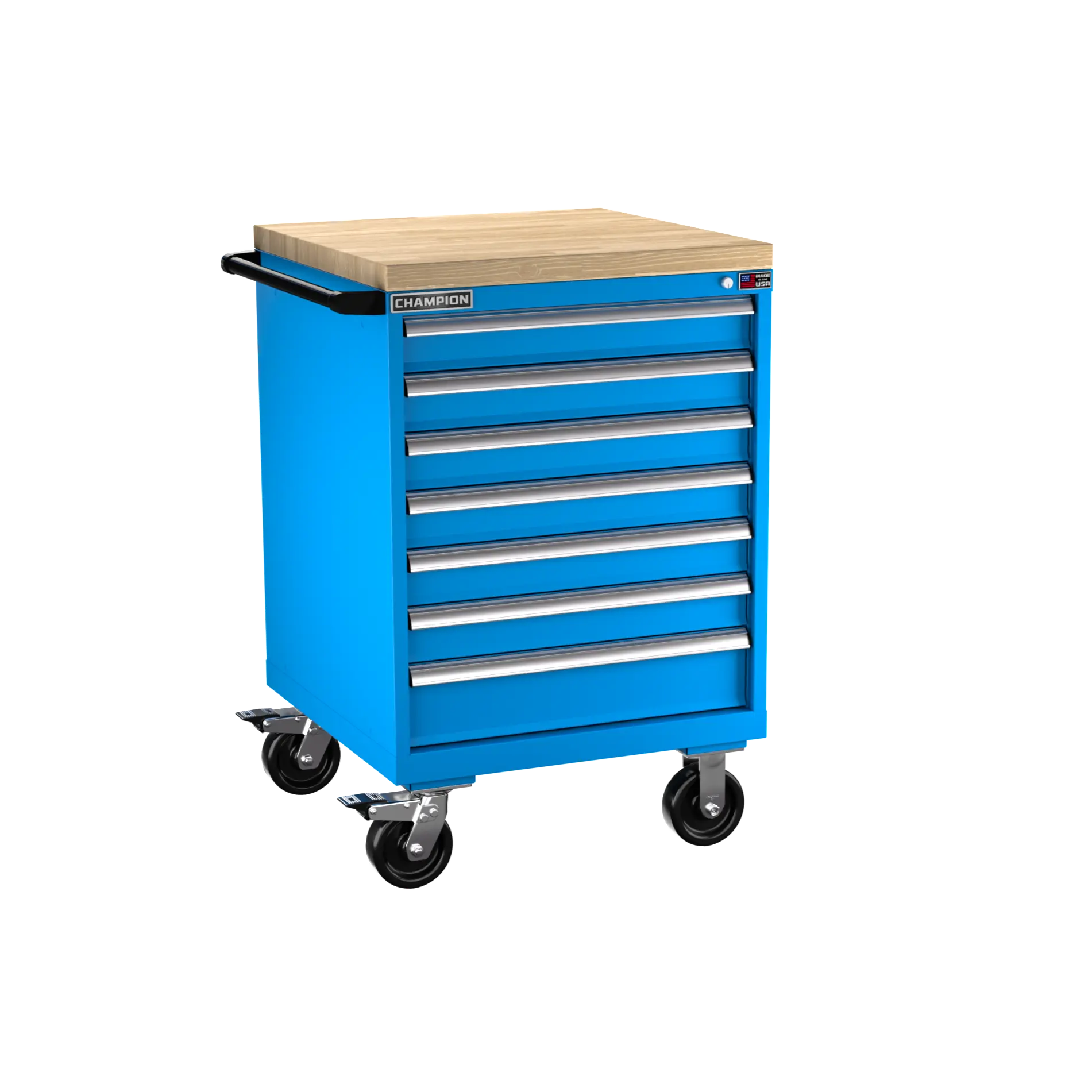 Champion Tool 7-Drawer Metal Mobile Modular Storage Cabinet with 83 Compartments, 28-1/4 W x 43-1/4 H x 28-1/2 D in - CM SW1500-0701ILC-MB8-BBT Champion Tool Storage