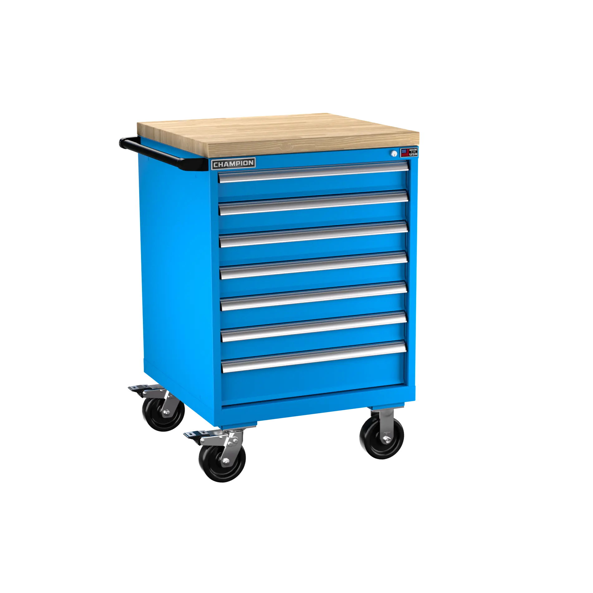 Champion Tool 7-Drawer Metal Mobile Modular Storage Cabinet with 114 Compartments, 28-1/4 W x 43-1/4 H x 28-1/2 D in - CM SW1500-0702ILC-MB8-BBT Champion Tool Storage