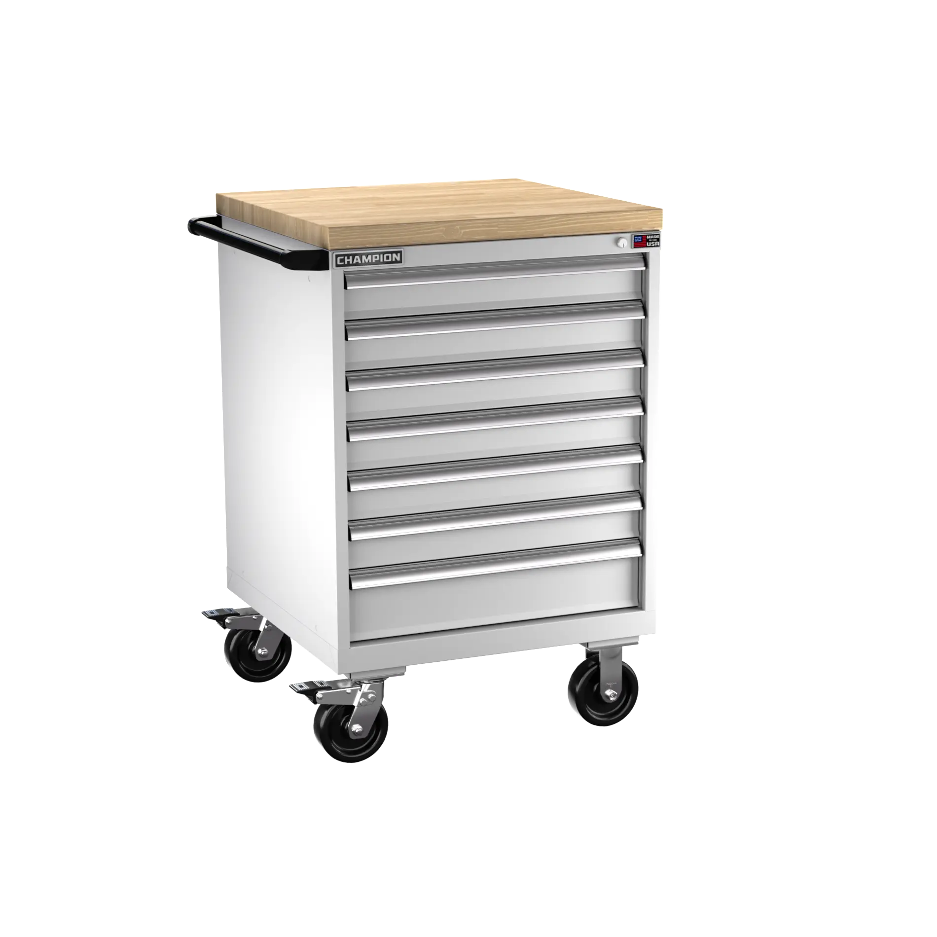 Champion Tool 7-Drawer Metal Mobile Modular Storage Cabinet with 114 Compartments, 28-1/4 W x 43-1/4 H x 28-1/2 D in - CM SW1500-0702ILC-MB8-BBT Champion Tool Storage
