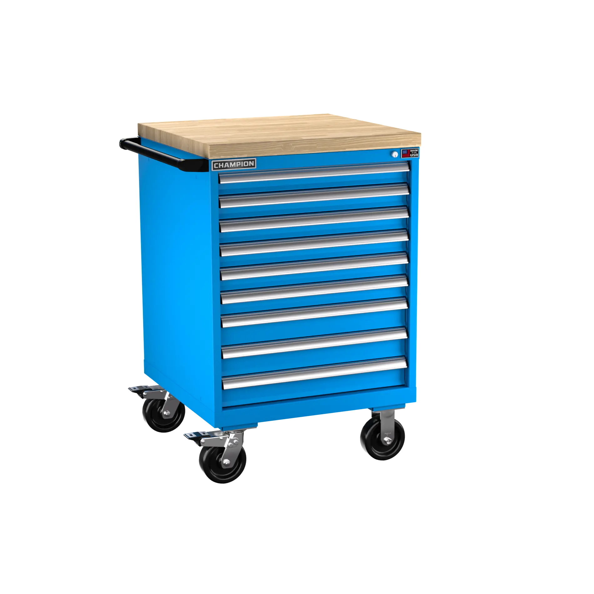 Champion Tool 9-Drawer Metal Mobile Modular Storage Cabinet with 161 Compartments, 28-1/4 W x 43-1/4 H x 28-1/2 D in - CM SW1500-0901ILC-MB8-BBT Champion Tool Storage