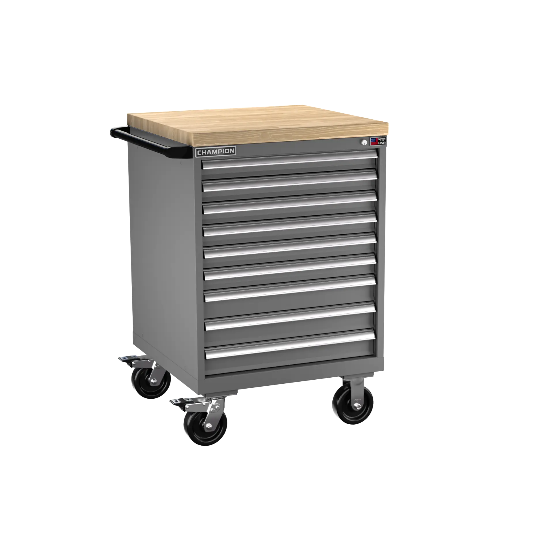 Champion Tool 9-Drawer Metal Mobile Modular Storage Cabinet with 161 Compartments, 28-1/4 W x 43-1/4 H x 28-1/2 D in - CM SW1500-0901ILC-MB8-BBT Champion Tool Storage