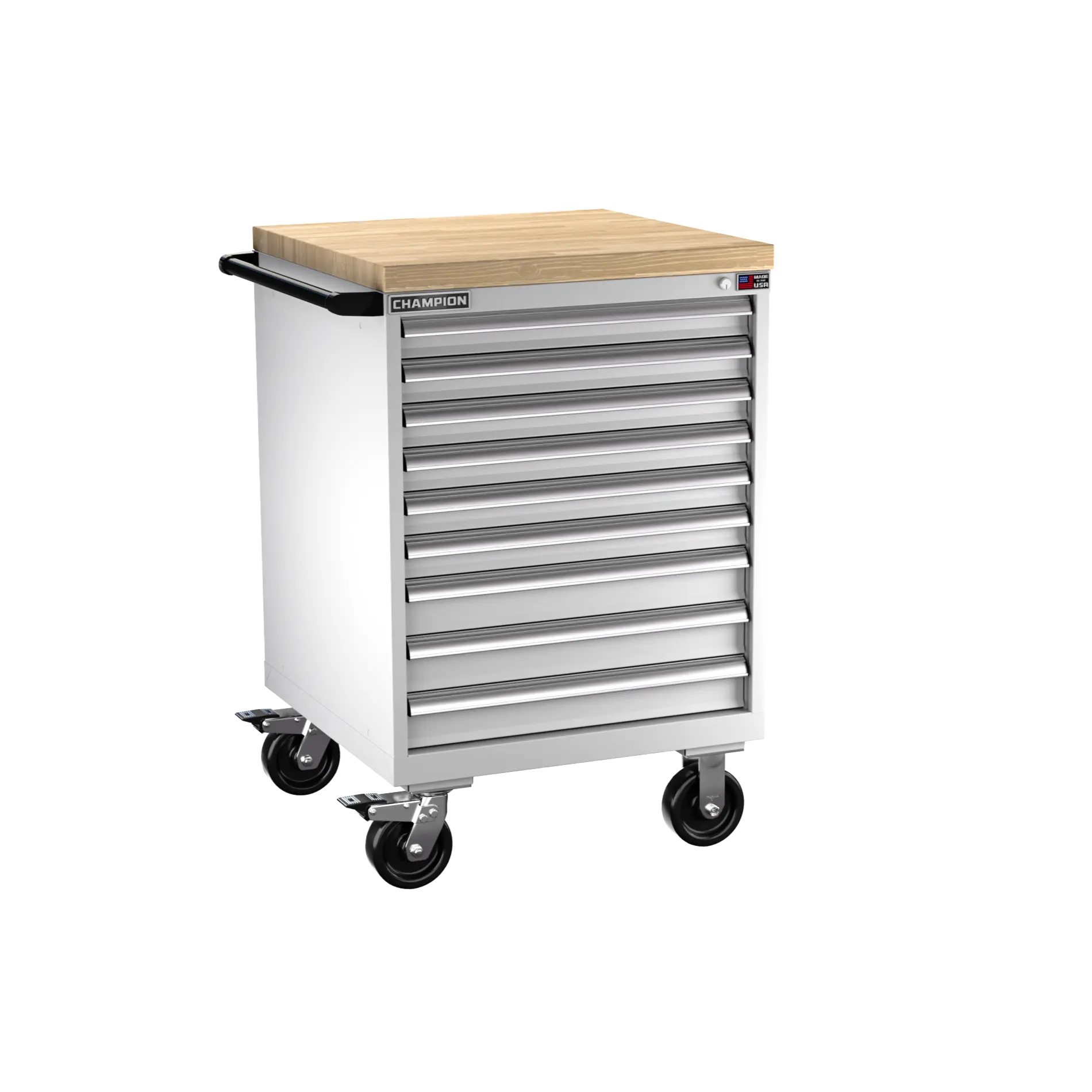 Champion Tool 9-Drawer Metal Mobile Modular Storage Cabinet with 161 Compartments, 28-1/4 W x 43-1/4 H x 28-1/2 D in - CM SW1500-0901ILC-MB8-BBT Champion Tool Storage