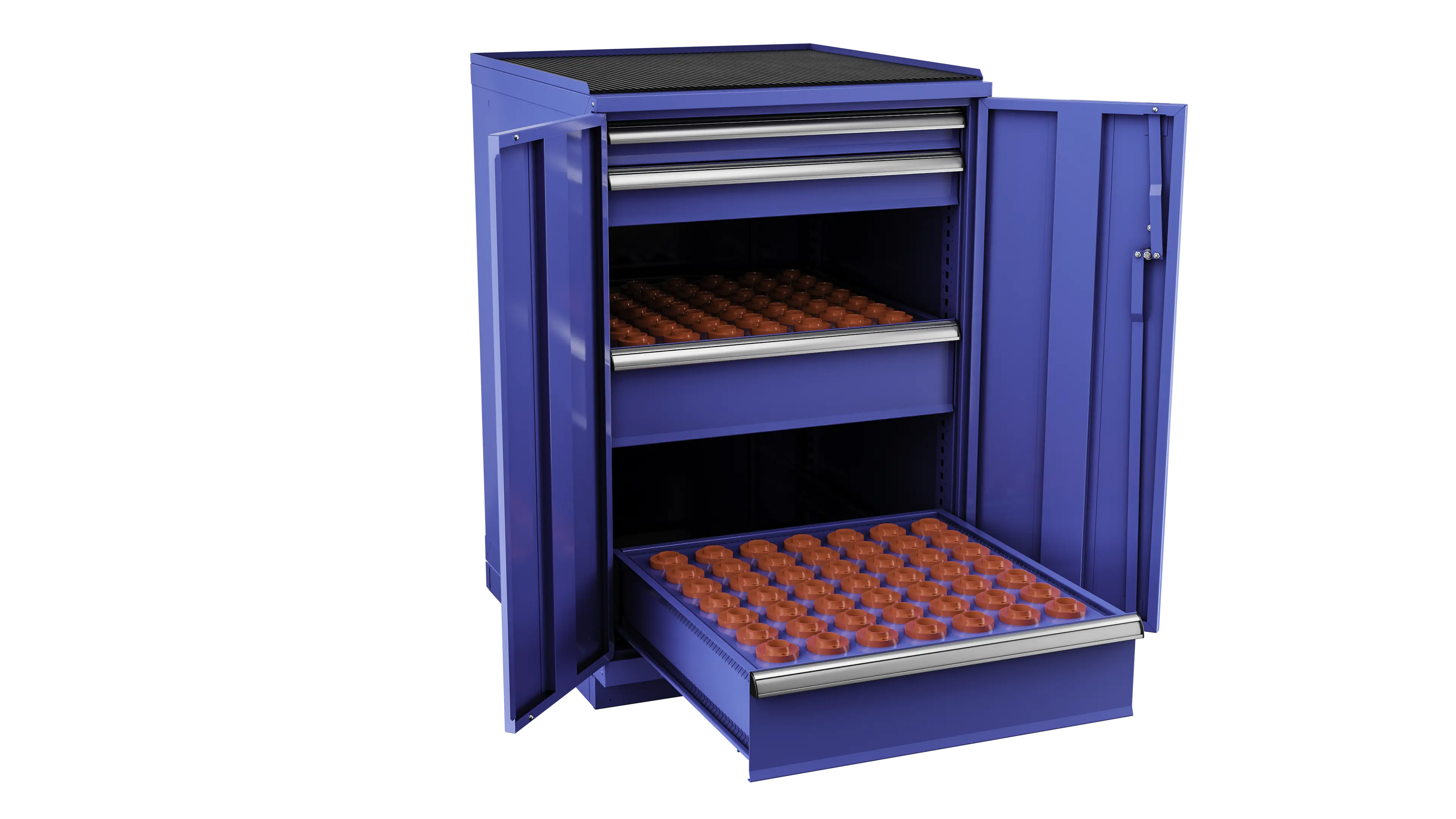 Champion Tool 2-Door Metal CNC Modular Storage Cabinet with 98 CAT30 Tool Capacity, 28-1/4 W x 41-3/4 H x 28-1/2 D in - CM SW180030-FTB Champion Tool Storage
