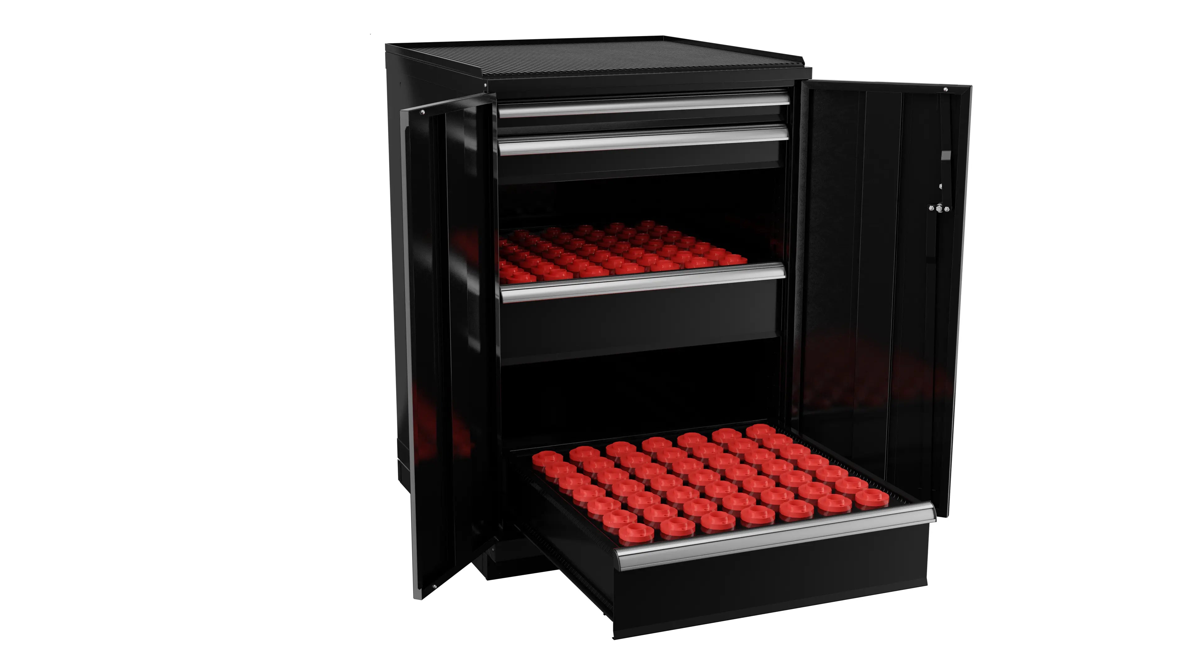 Champion Tool 2-Door Metal CNC Modular Storage Cabinet with 98 CAT30 Tool Capacity, 28-1/4 W x 41-3/4 H x 28-1/2 D in - CM SW180030-FTB Champion Tool Storage