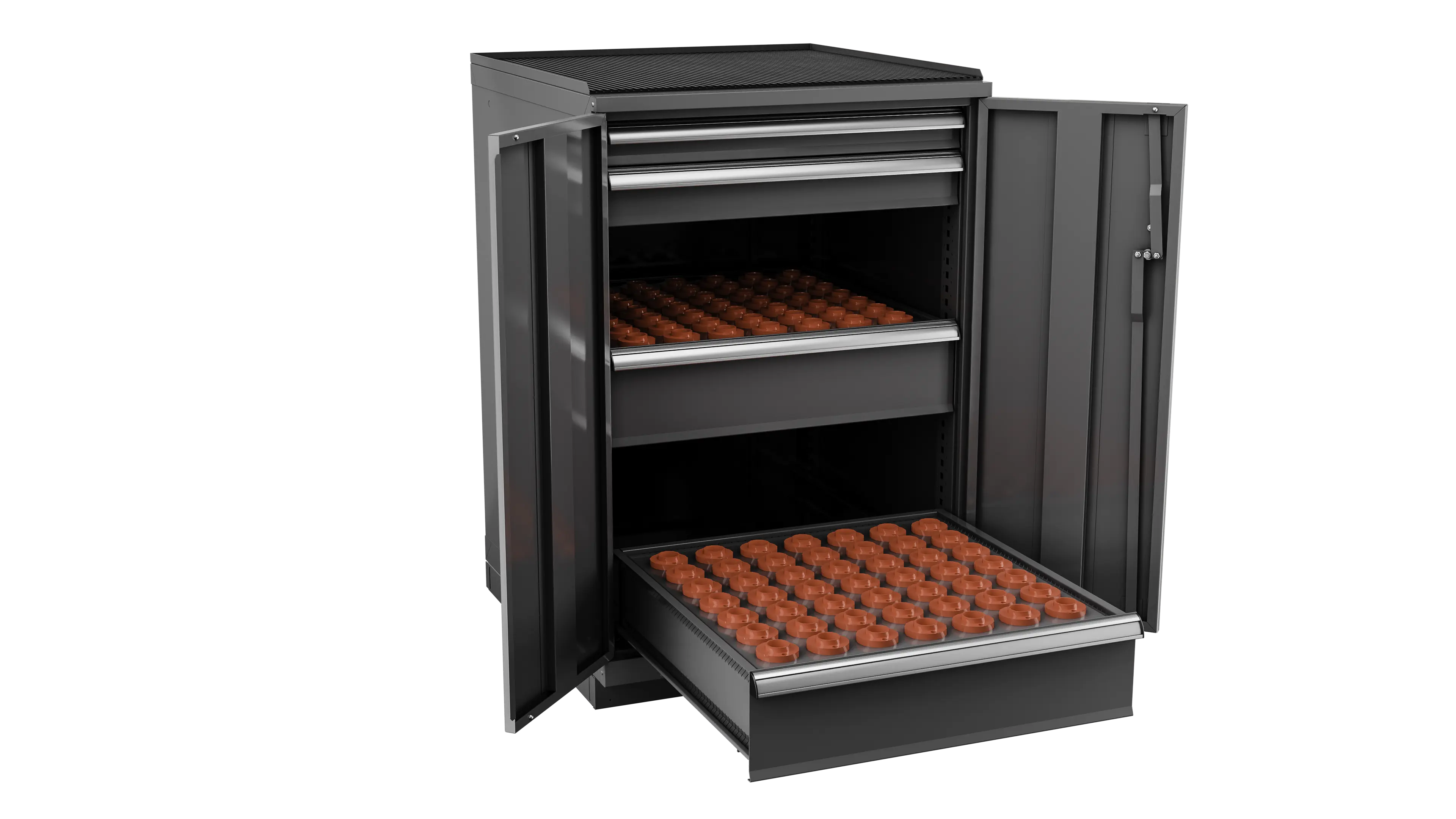Champion Tool 2-Door Metal CNC Modular Storage Cabinet with 98 CAT30 Tool Capacity, 28-1/4 W x 41-3/4 H x 28-1/2 D in - CM SW180030-FTB Champion Tool Storage