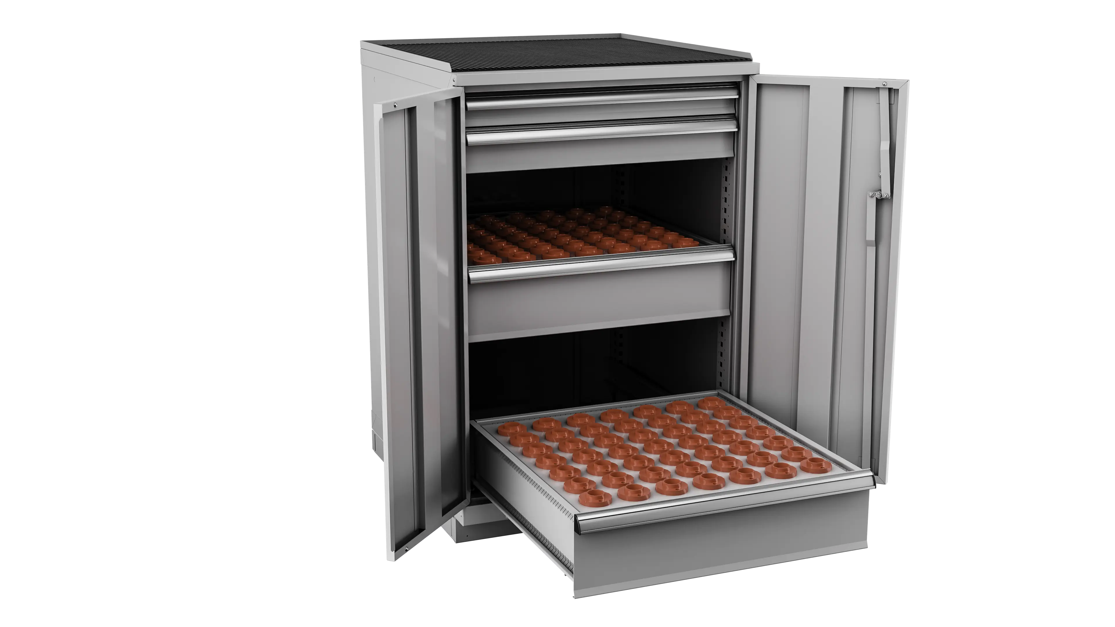 Champion Tool 2-Door Metal CNC Modular Storage Cabinet with 98 CAT30 Tool Capacity, 28-1/4 W x 41-3/4 H x 28-1/2 D in - CM SW180030-FTB Champion Tool Storage
