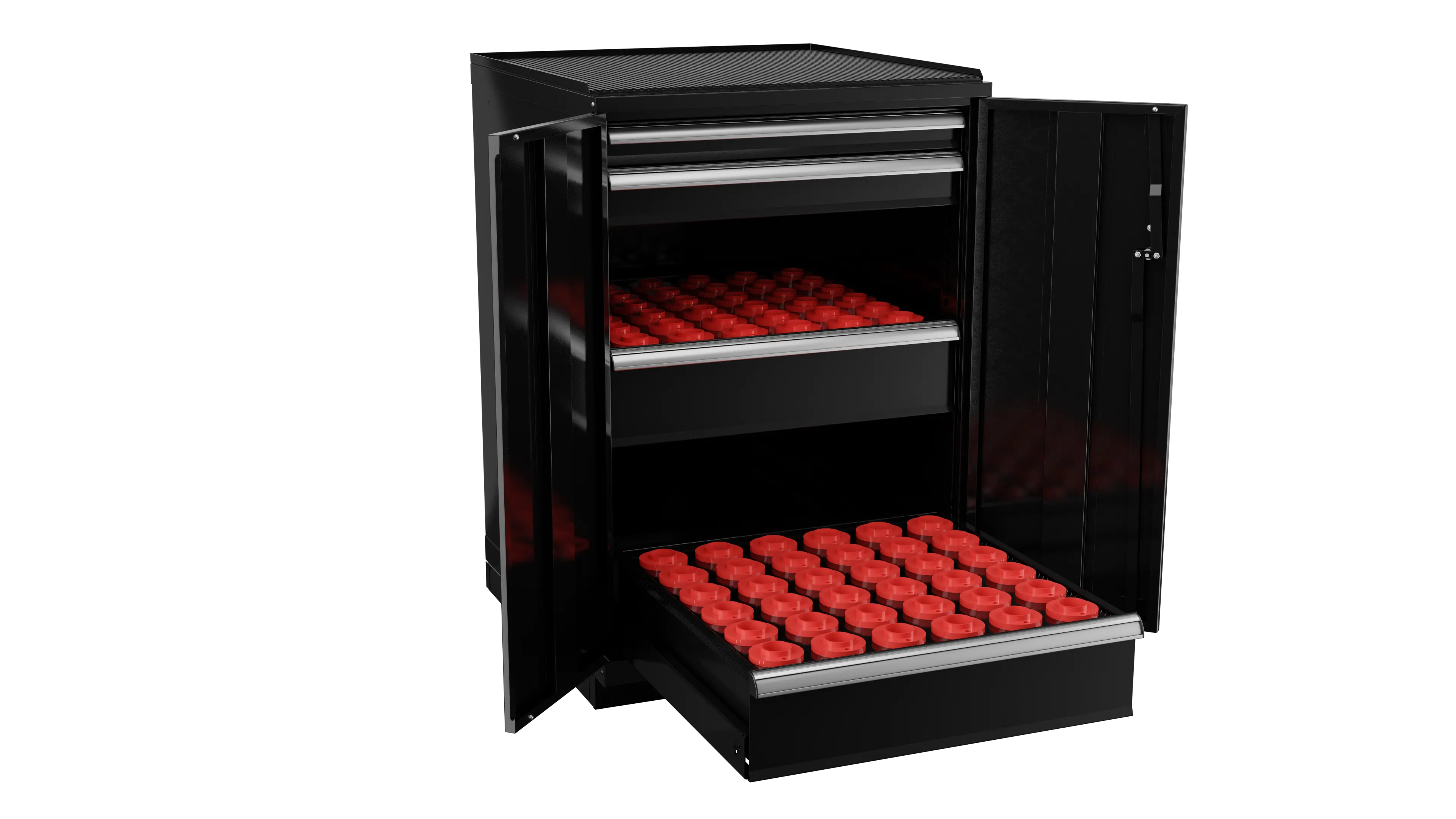Champion Tool 2-Door Metal CNC Modular Storage Cabinet with 72 CAT40 Tool Capacity, 28-1/4 W x 41-3/4 H x 28-1/2 D in - CM SW180040-FTB Champion Tool Storage