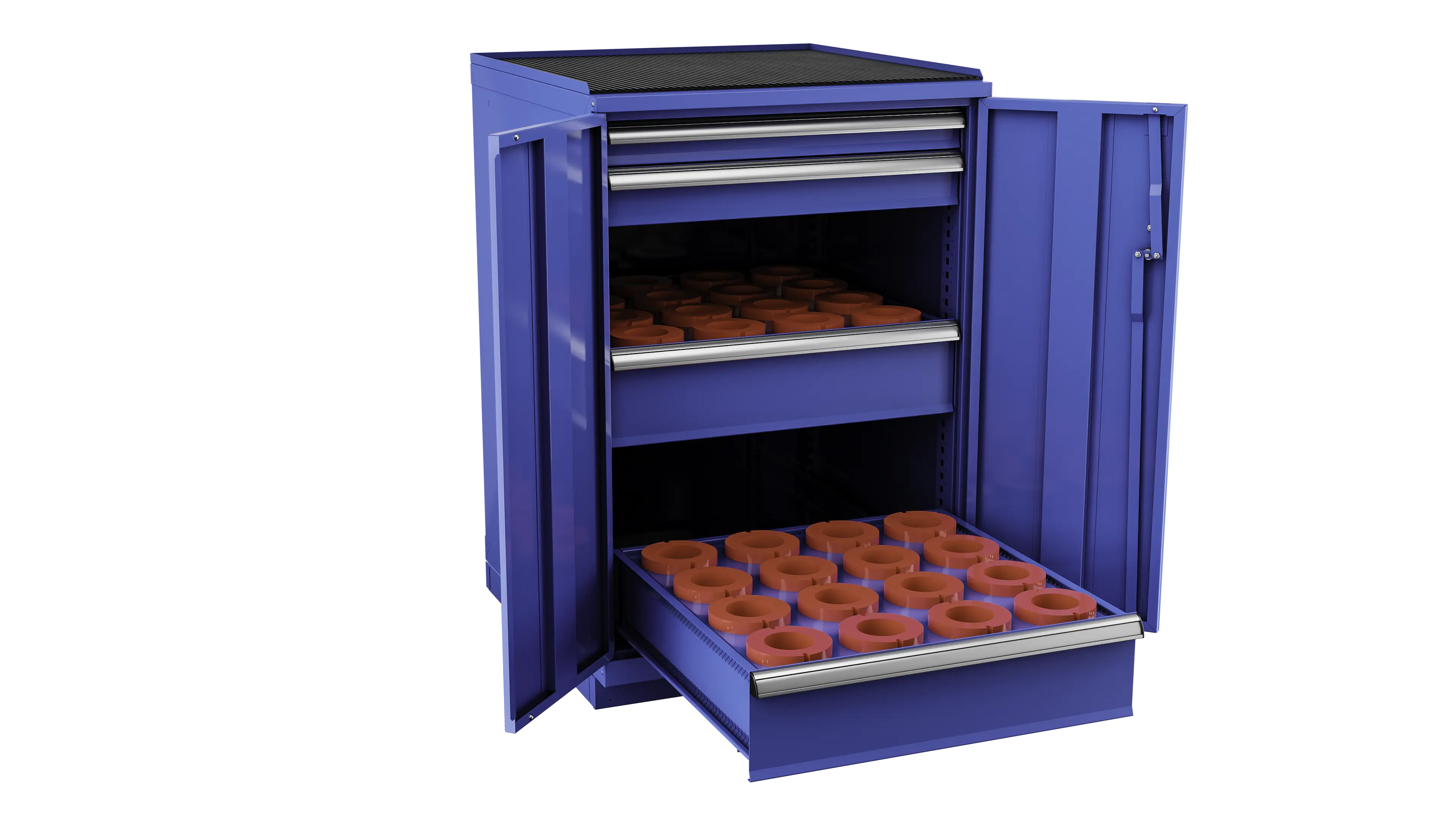 Champion Tool 2-Door Metal CNC Modular Storage Cabinet with 32 HSK100 Tool Capacity, 28-1/4 W x 41-3/4 H x 28-1/2 D in - CM SW1800H100-FTB Champion Tool Storage