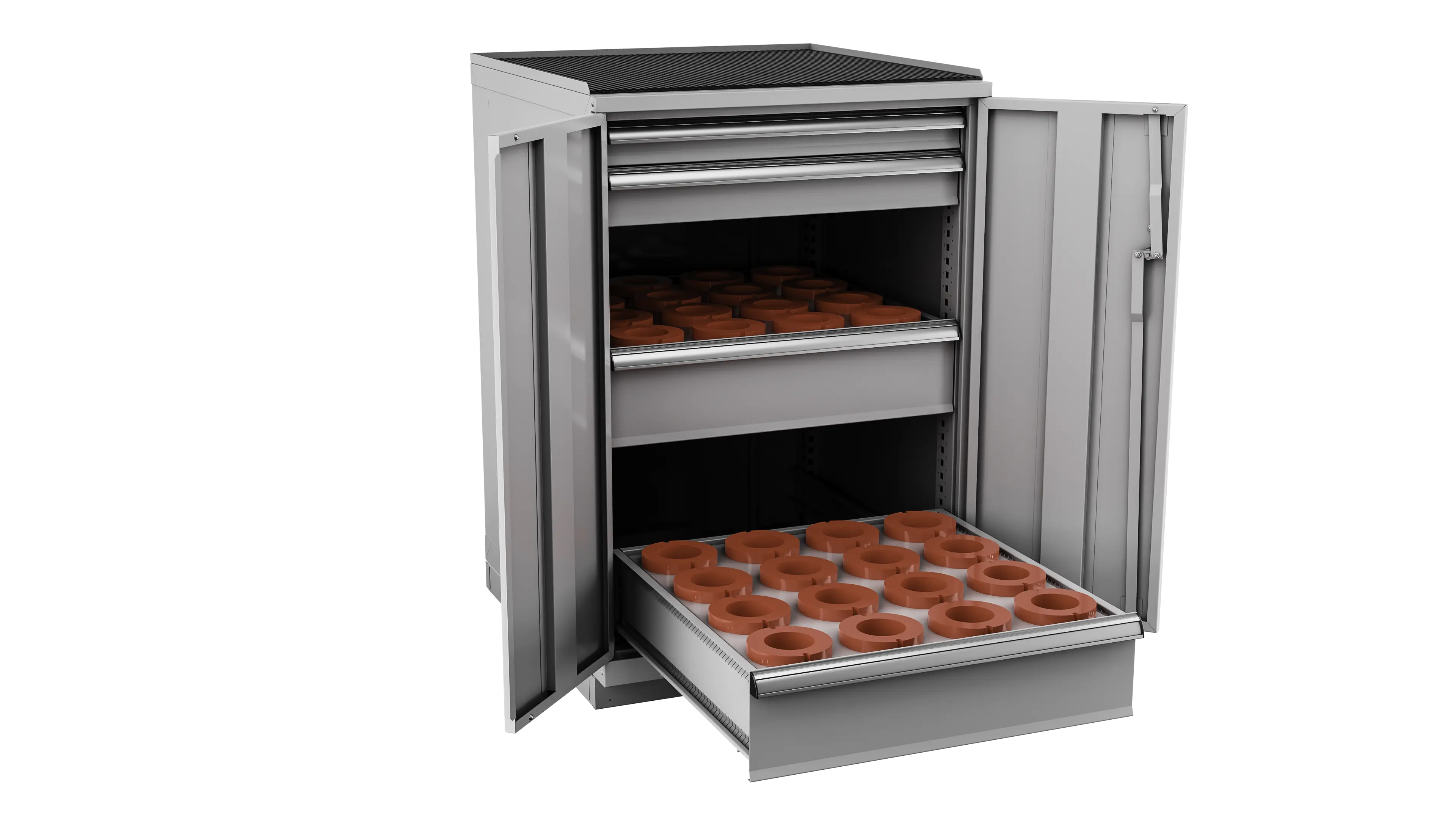 Champion Tool 2-Door Metal CNC Modular Storage Cabinet with 32 HSK100 Tool Capacity, 28-1/4 W x 41-3/4 H x 28-1/2 D in - CM SW1800H100-FTB Champion Tool Storage