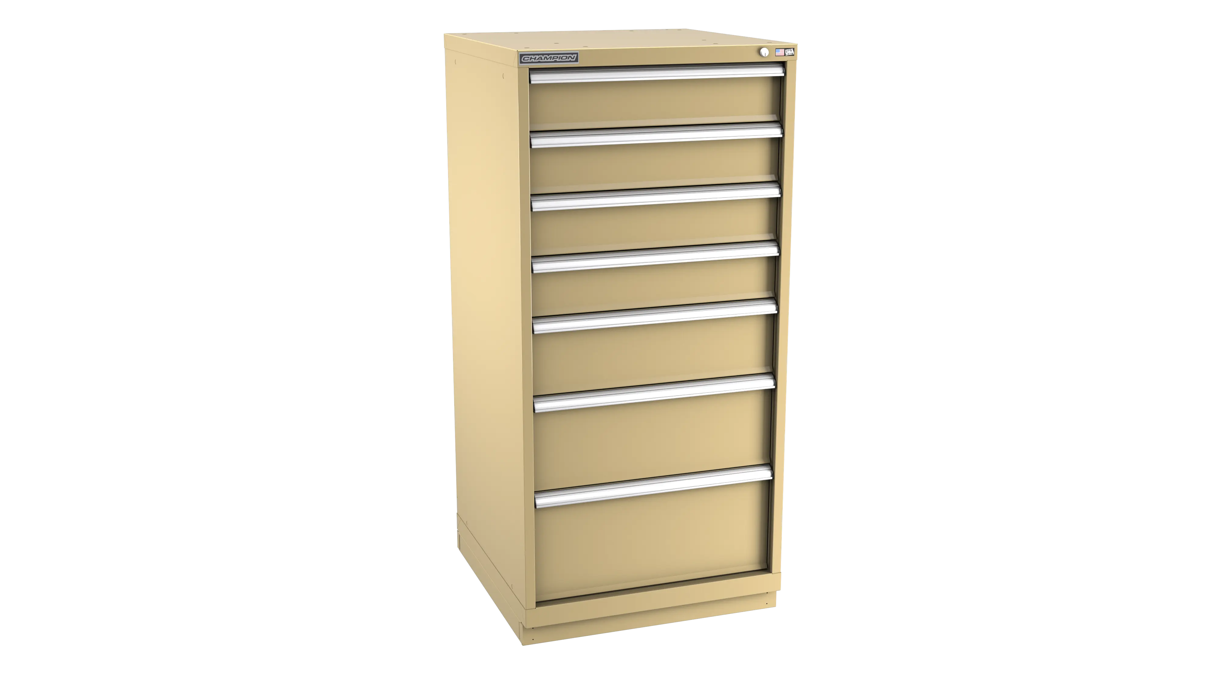 Champion Tool 7-Drawer Metal Modular Storage Cabinet with 59 Internal Compartments, 28-1/4 W x 59-1/2 H x 28-1/2 D in - CM SW2700-0701-ILC-FTB Champion Tool Storage