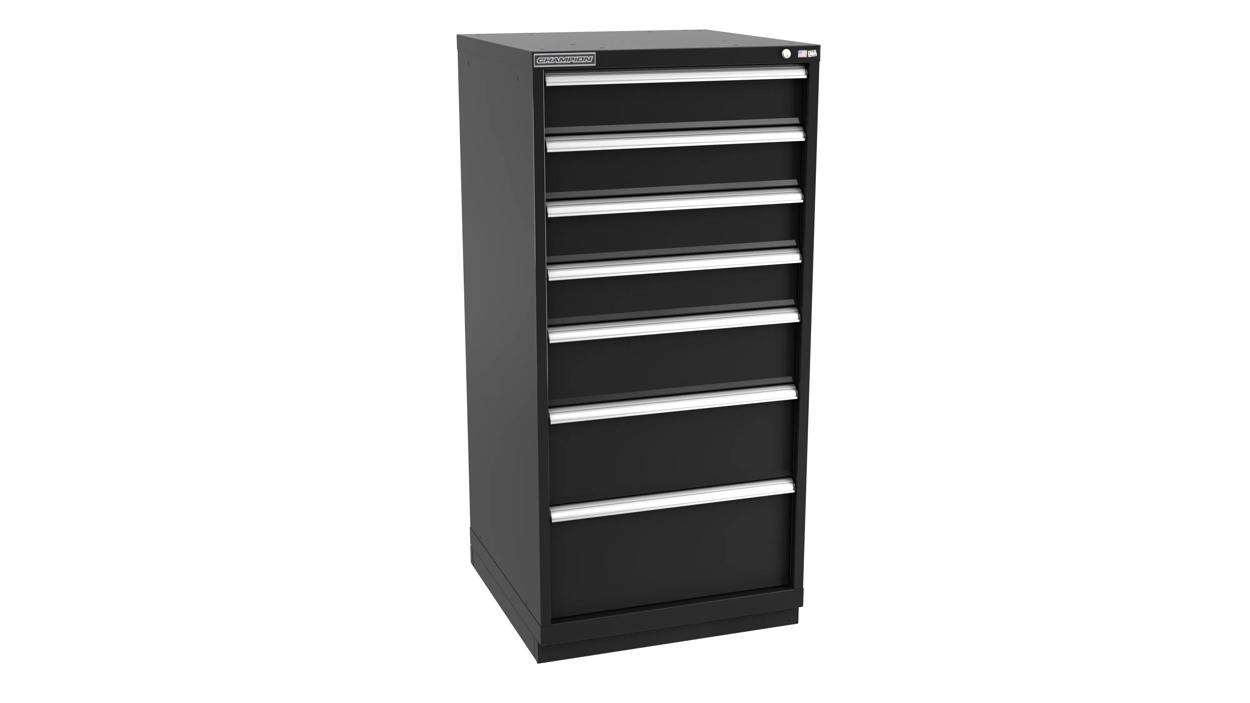 Champion Tool 7-Drawer Metal Modular Storage Cabinet with 59 Internal Compartments, 28-1/4 W x 59-1/2 H x 28-1/2 D in - CM SW2700-0701-ILC-FTB Champion Tool Storage