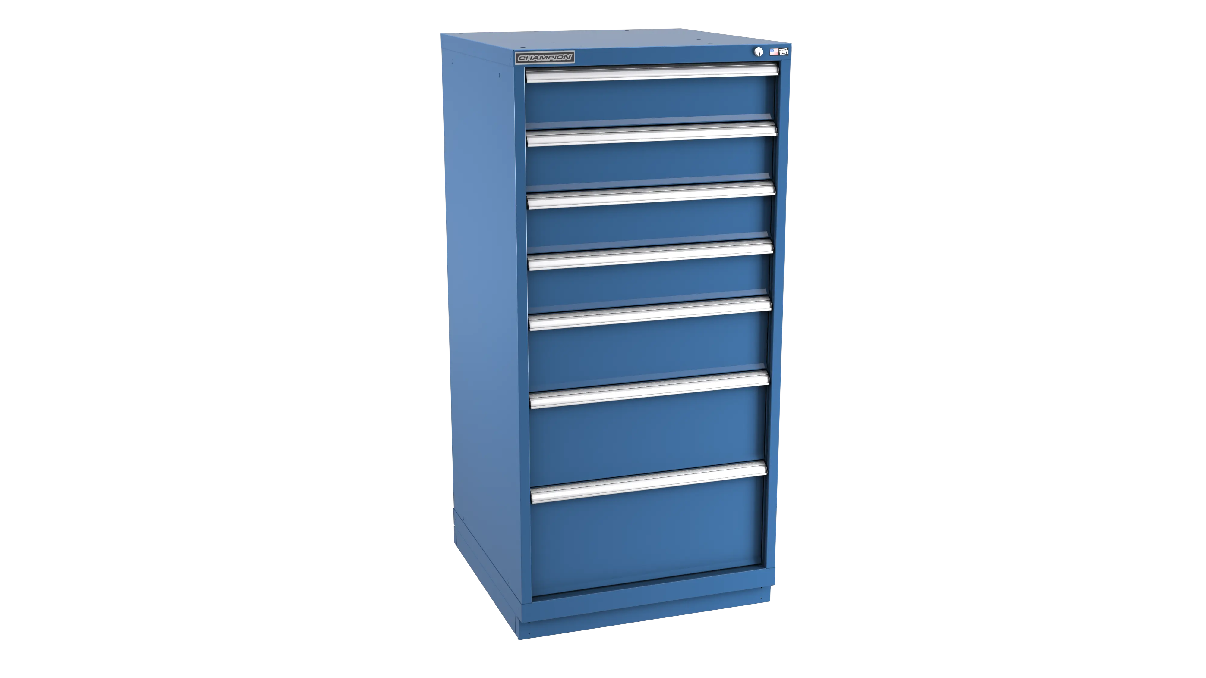 Champion Tool 7-Drawer Metal Modular Storage Cabinet with 59 Internal Compartments, 28-1/4 W x 59-1/2 H x 28-1/2 D in - CM SW2700-0701-ILC-FTB Champion Tool Storage