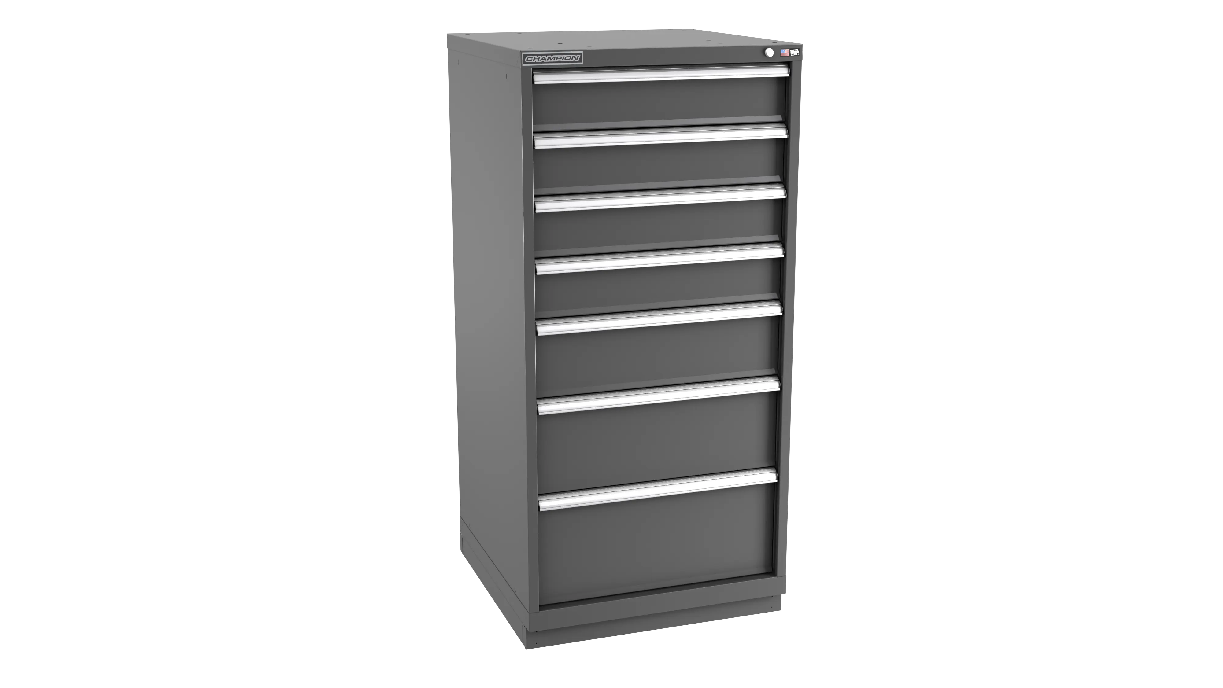 Champion Tool 7-Drawer Metal Modular Storage Cabinet with 59 Internal Compartments, 28-1/4 W x 59-1/2 H x 28-1/2 D in - CM SW2700-0701-ILC-FTB Champion Tool Storage