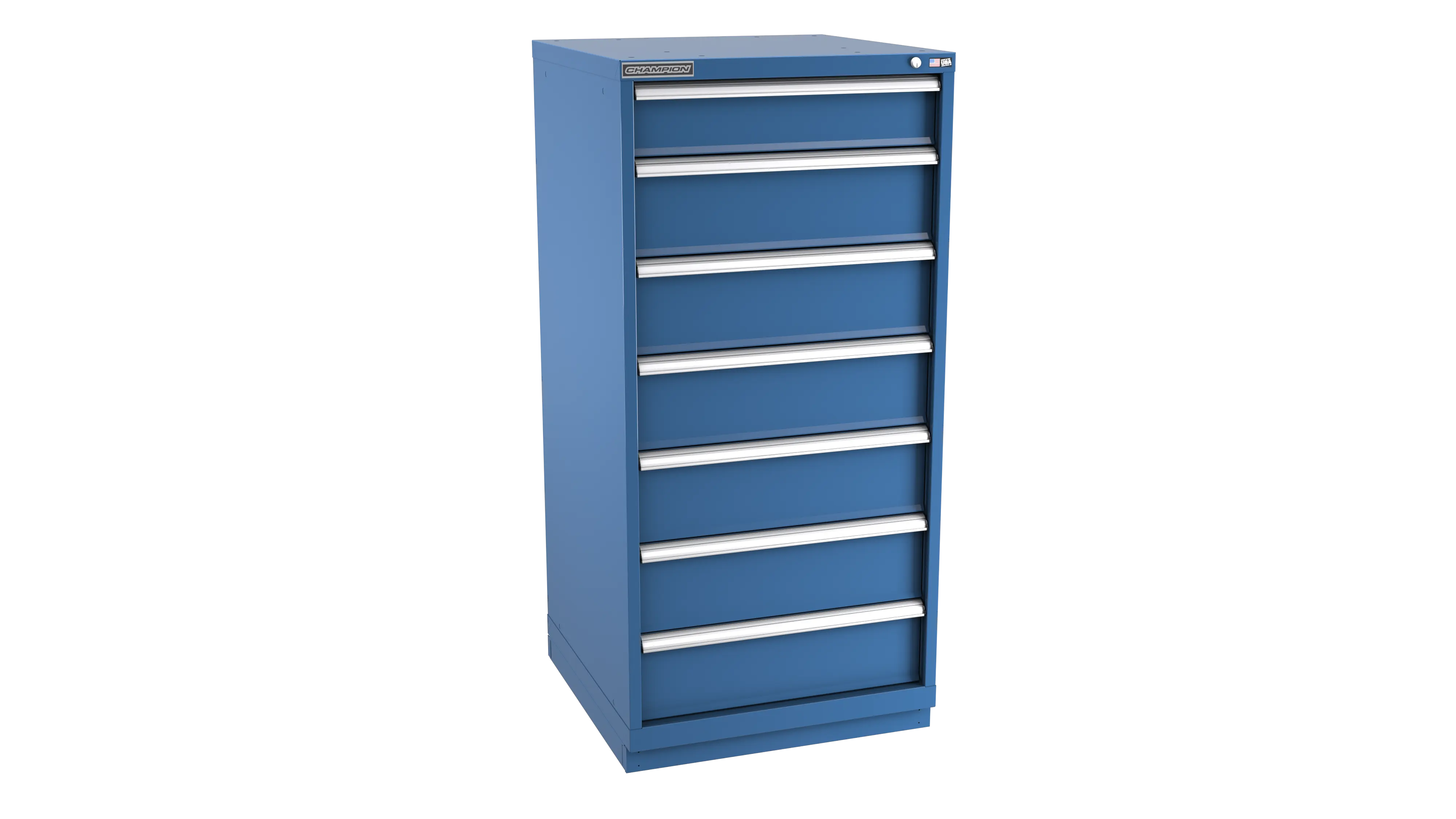 Champion Tool 7-Drawer Metal Modular Storage Cabinet with 67 Internal Compartments, 28-1/4 W x 59-1/2 H x 28-1/2 D in - CM SW2700-0702-ILC-FTB Champion Tool Storage
