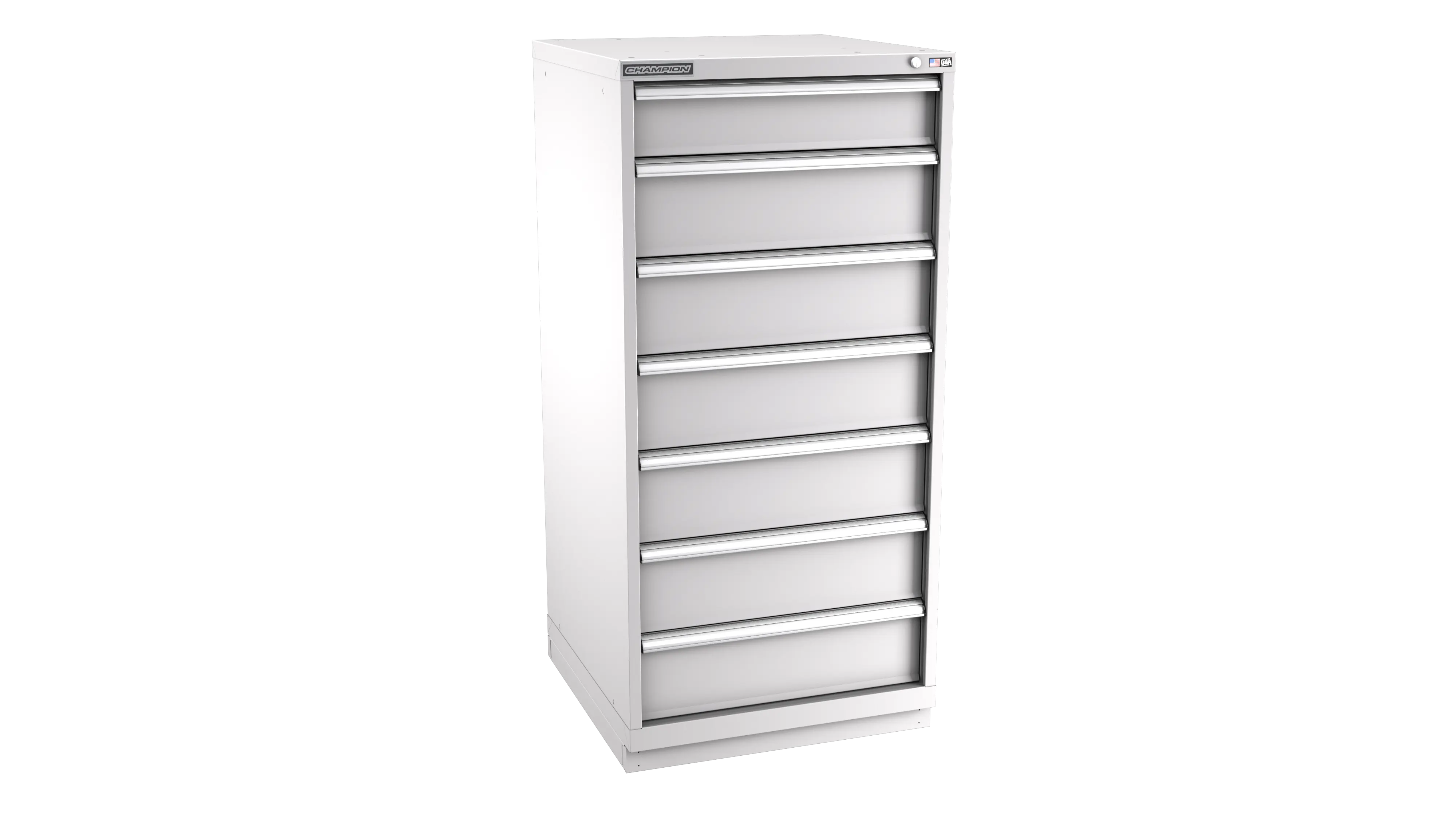 Champion Tool 7-Drawer Metal Modular Storage Cabinet with 67 Internal Compartments, 28-1/4 W x 59-1/2 H x 28-1/2 D in - CM SW2700-0702-ILC-FTB Champion Tool Storage