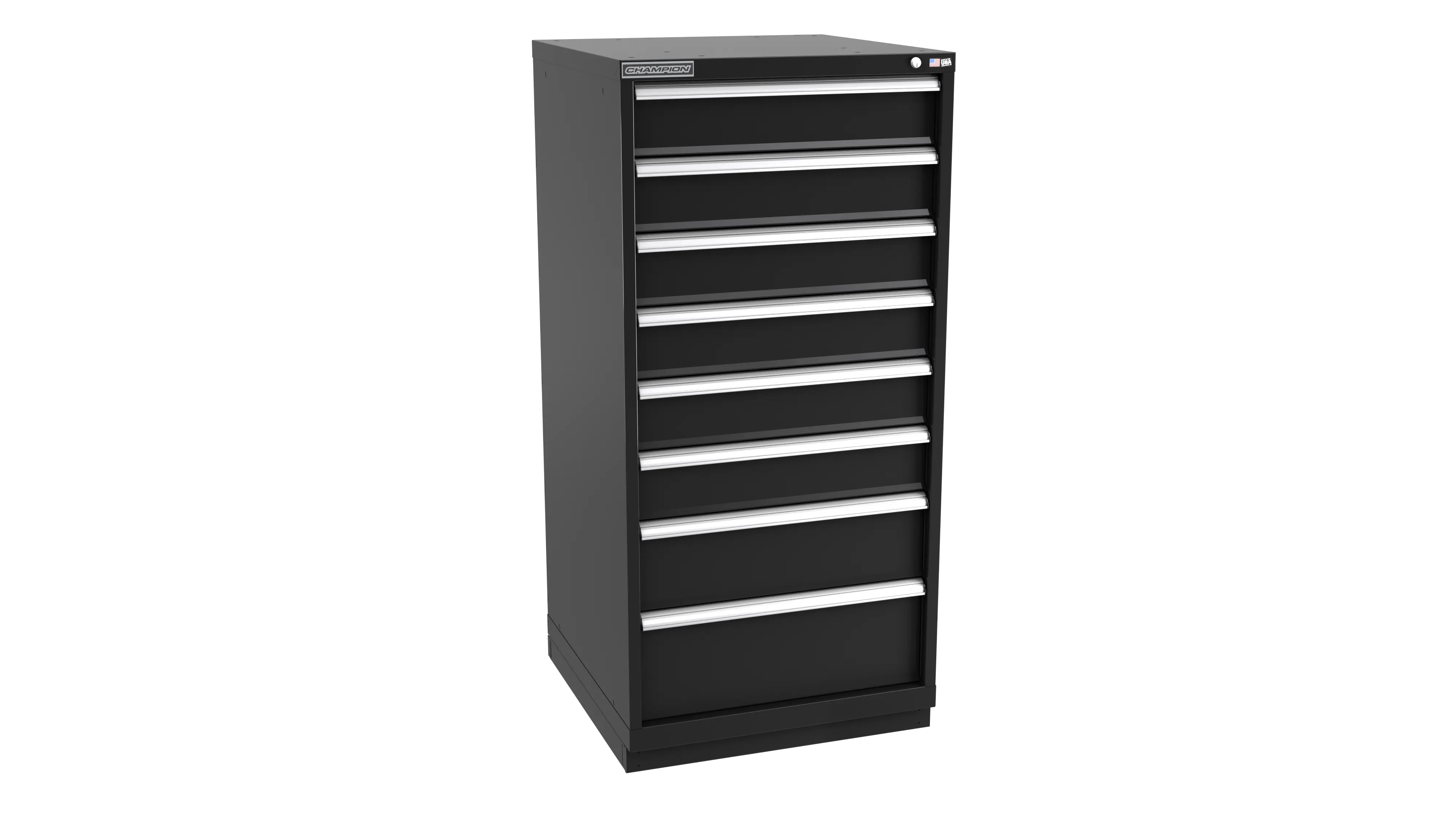 Champion Tool 8-Drawer Metal Modular Storage Cabinet with 84 Internal Compartments, 28-1/4 W x 59-1/2 H x 28-1/2 D in - CM SW2700-0801-ILC-FTB Champion Tool Storage