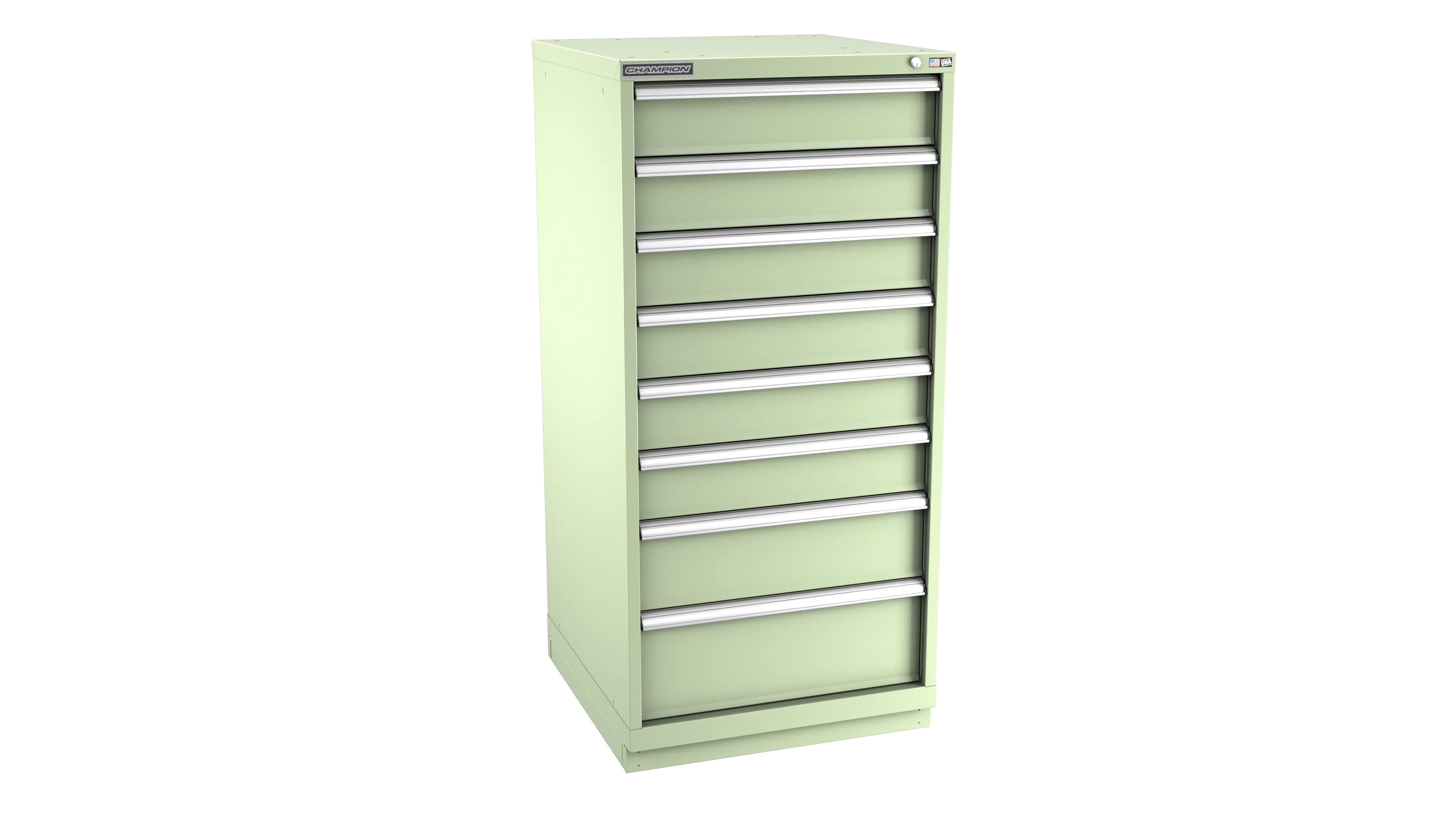 Champion Tool 8-Drawer Metal Modular Storage Cabinet with 84 Internal Compartments, 28-1/4 W x 59-1/2 H x 28-1/2 D in - CM SW2700-0801-ILC-FTB Champion Tool Storage