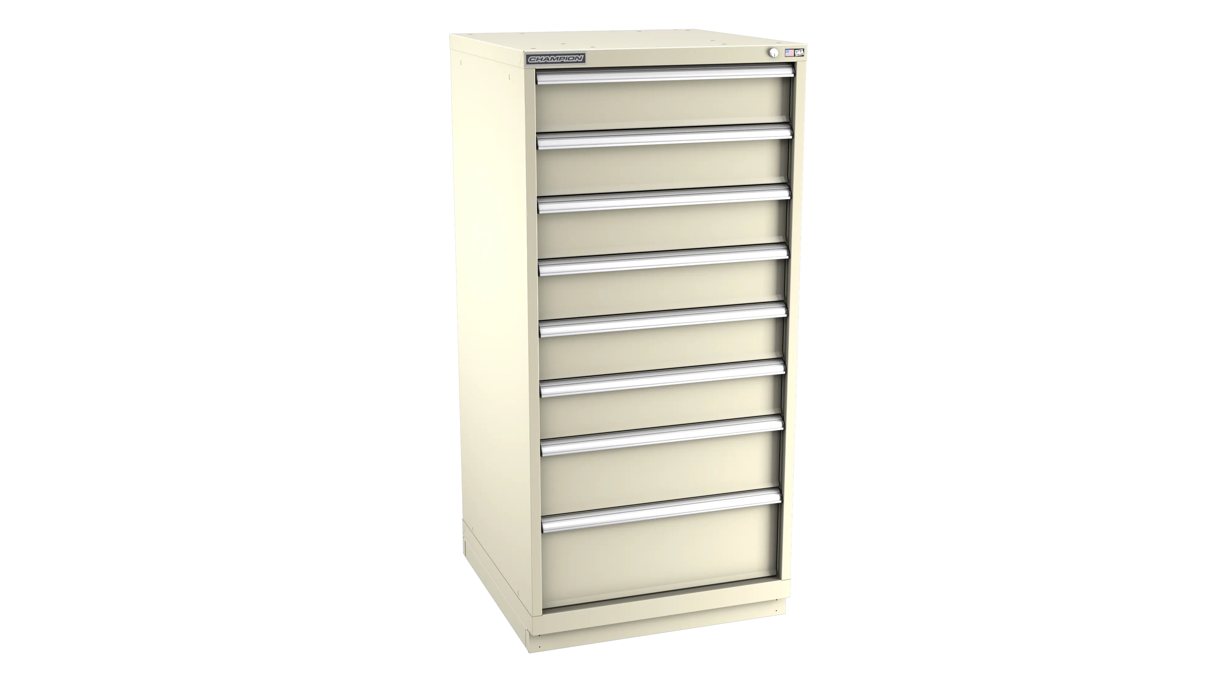 Champion Tool 8-Drawer Metal Modular Storage Cabinet with 84 Internal Compartments, 28-1/4 W x 59-1/2 H x 28-1/2 D in - CM SW2700-0801-ILC-FTB Champion Tool Storage