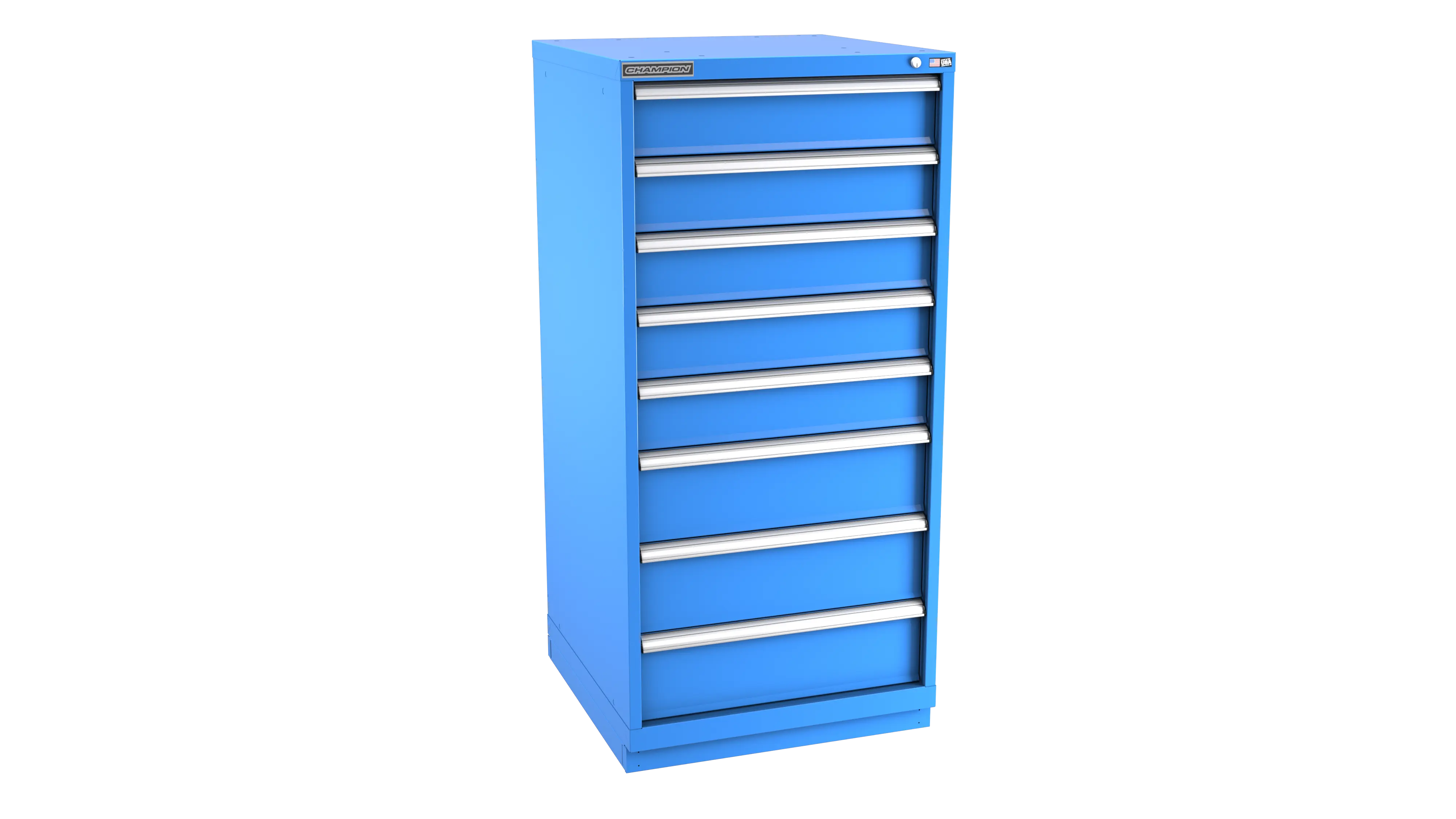Champion Tool 8-Drawer Metal Modular Storage Cabinet with 81 Internal Compartments, 28-1/4 W x 59-1/2 H x 28-1/2 D in - CM SW2700-0802-ILC-FTB Champion Tool Storage