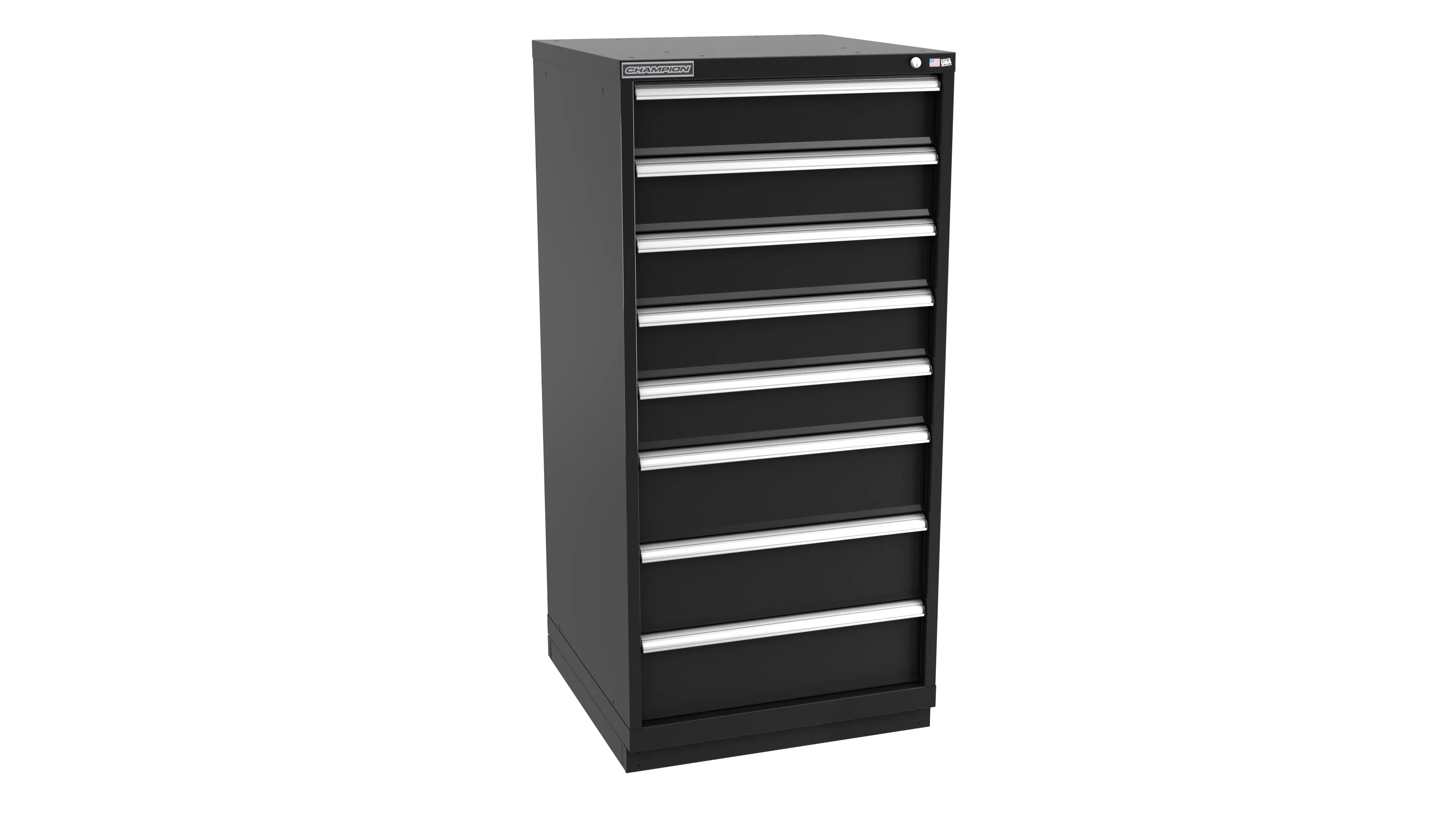 Champion Tool 8-Drawer Metal Modular Storage Cabinet with 81 Internal Compartments, 28-1/4 W x 59-1/2 H x 28-1/2 D in - CM SW2700-0802-ILC-FTB Champion Tool Storage