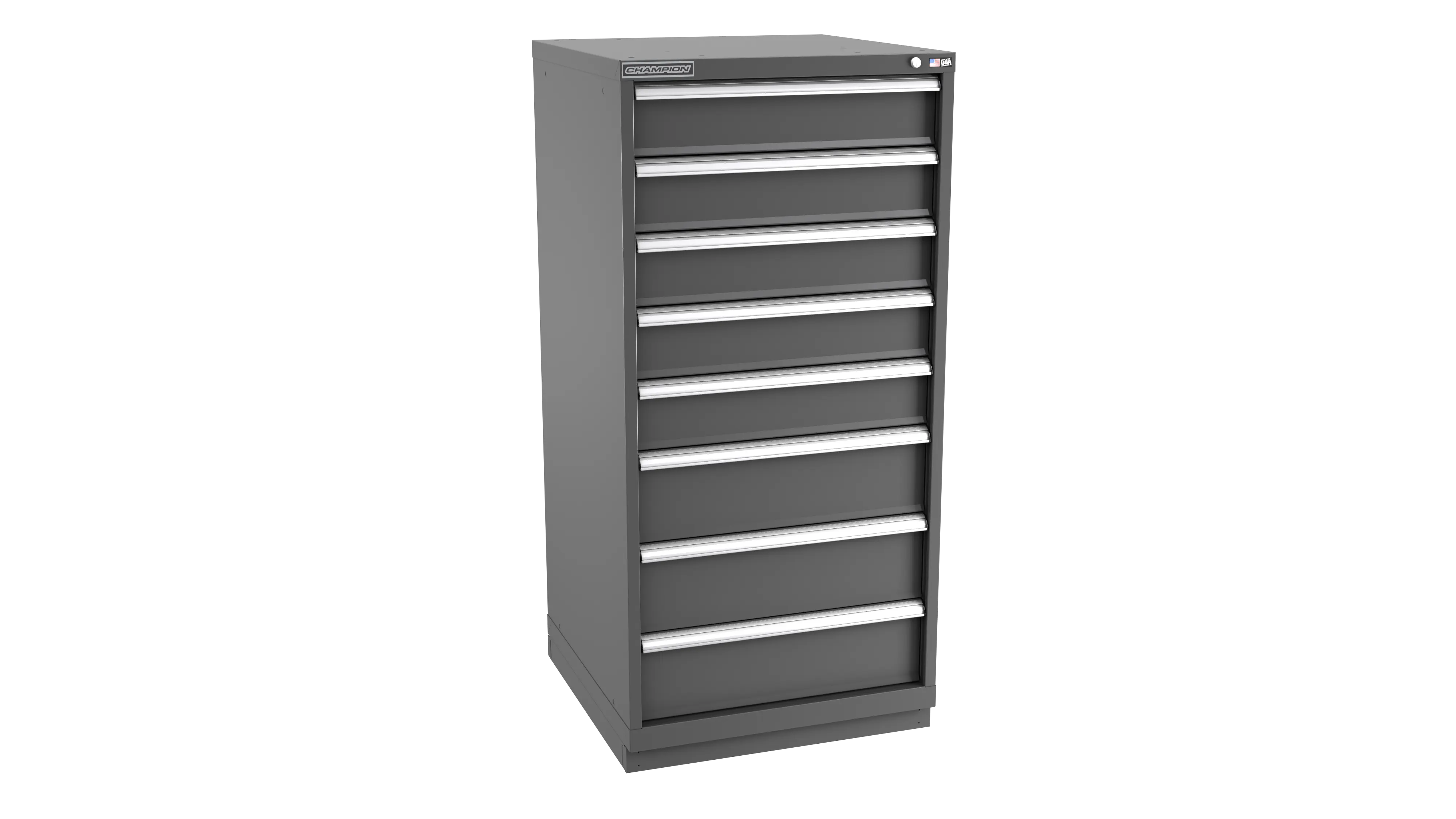 Champion Tool 8-Drawer Metal Modular Storage Cabinet with 81 Internal Compartments, 28-1/4 W x 59-1/2 H x 28-1/2 D in - CM SW2700-0802-ILC-FTB Champion Tool Storage