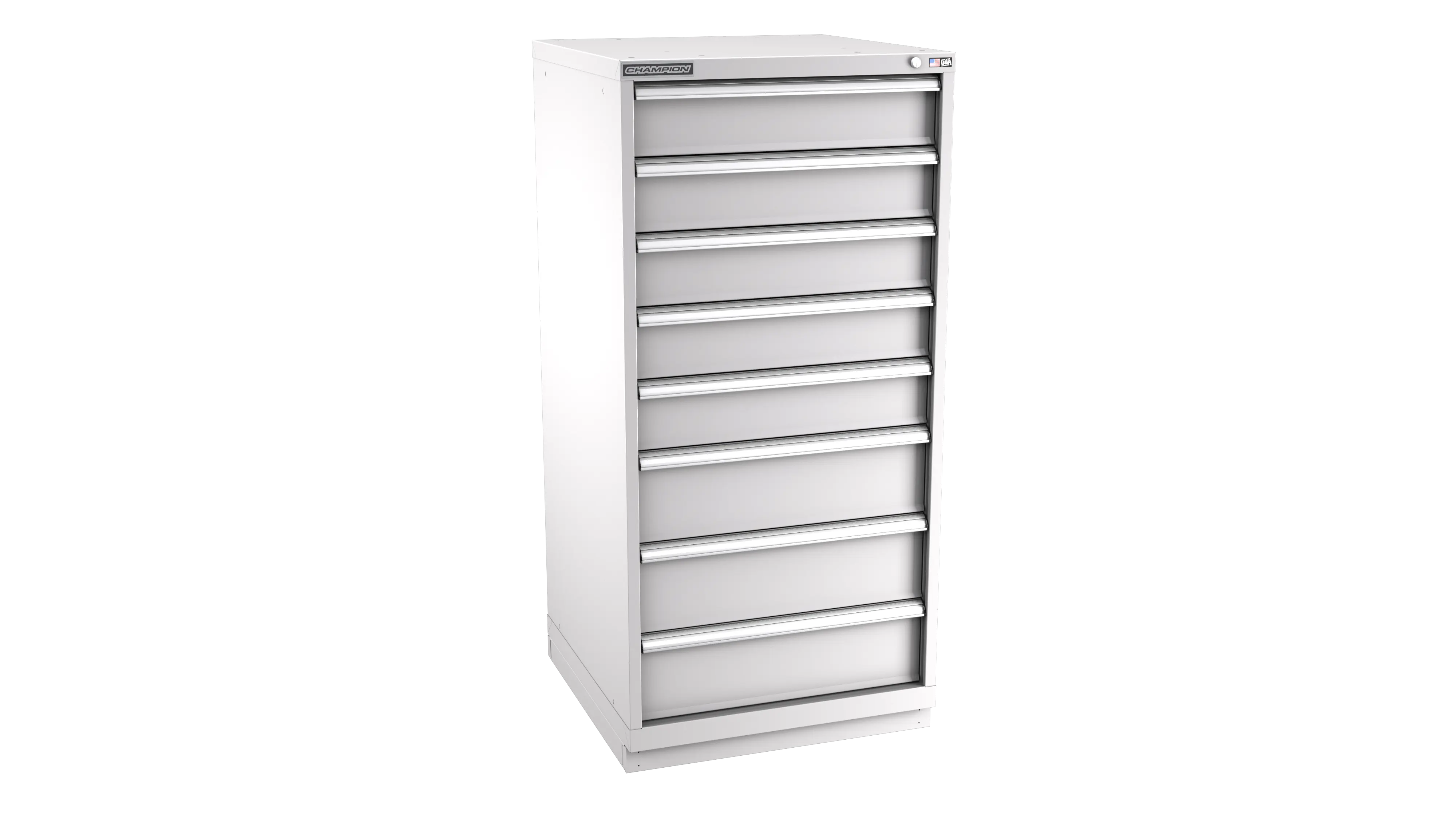 Champion Tool 8-Drawer Metal Modular Storage Cabinet with 81 Internal Compartments, 28-1/4 W x 59-1/2 H x 28-1/2 D in - CM SW2700-0802-ILC-FTB Champion Tool Storage