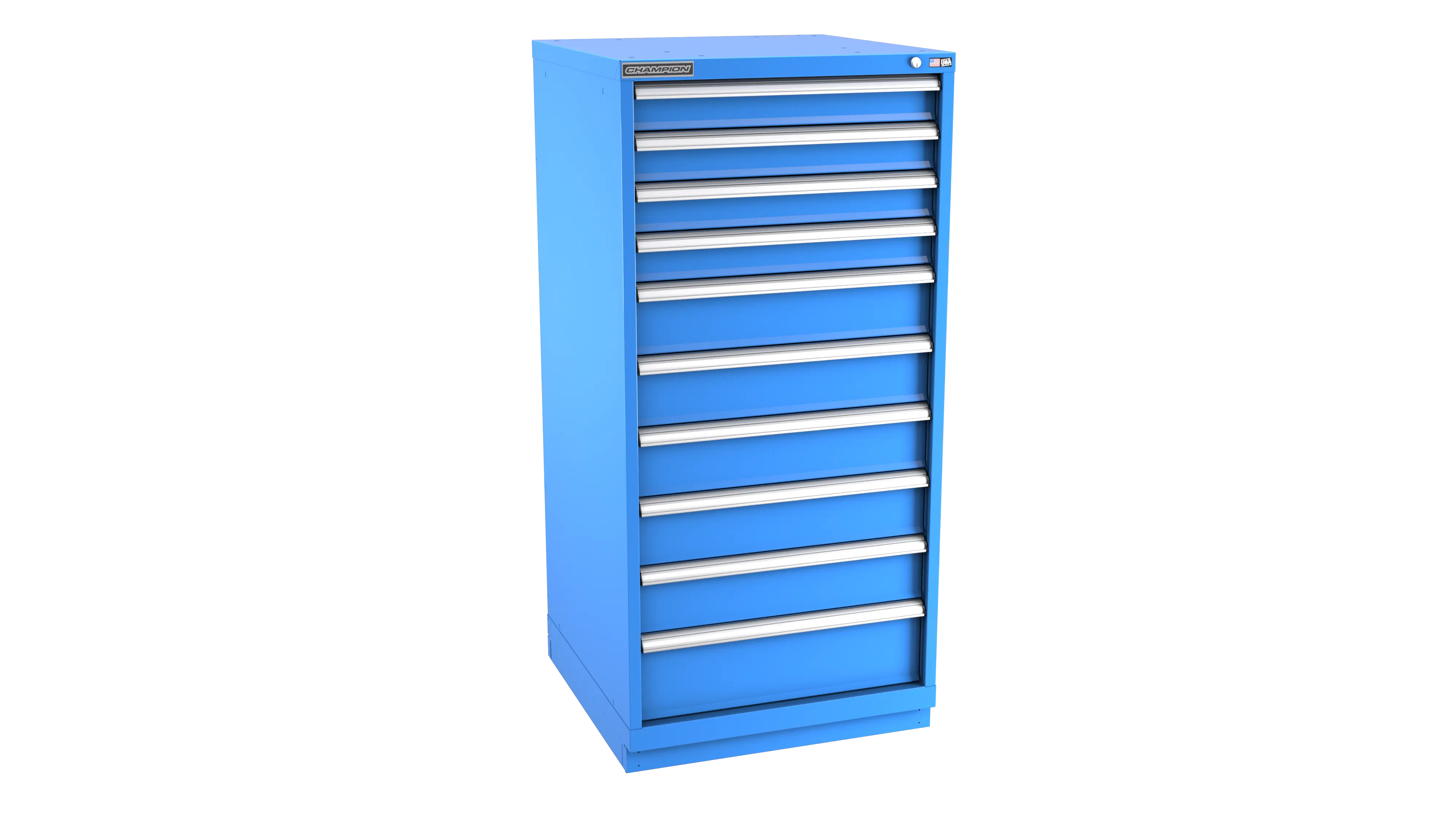 Champion Tool 10-Drawer Metal Modular Storage Cabinet with 169 Internal Compartments, 28-1/4 W x 59-1/2 H x 28-1/2 D in - CM SW2700-1001-ILC-FTB Champion Tool Storage