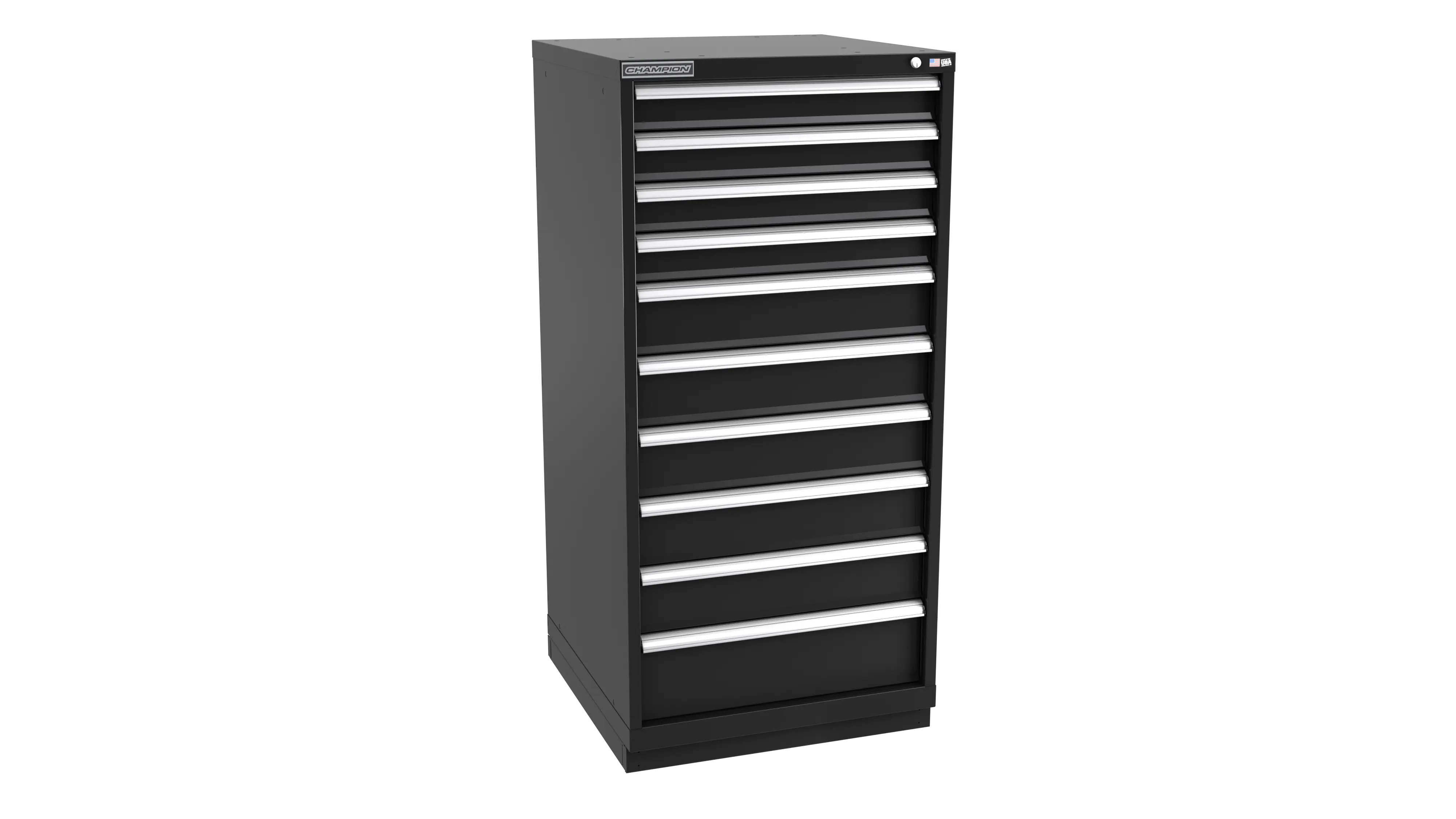 Champion Tool 10-Drawer Metal Modular Storage Cabinet with 169 Internal Compartments, 28-1/4 W x 59-1/2 H x 28-1/2 D in - CM SW2700-1001-ILC-FTB Champion Tool Storage