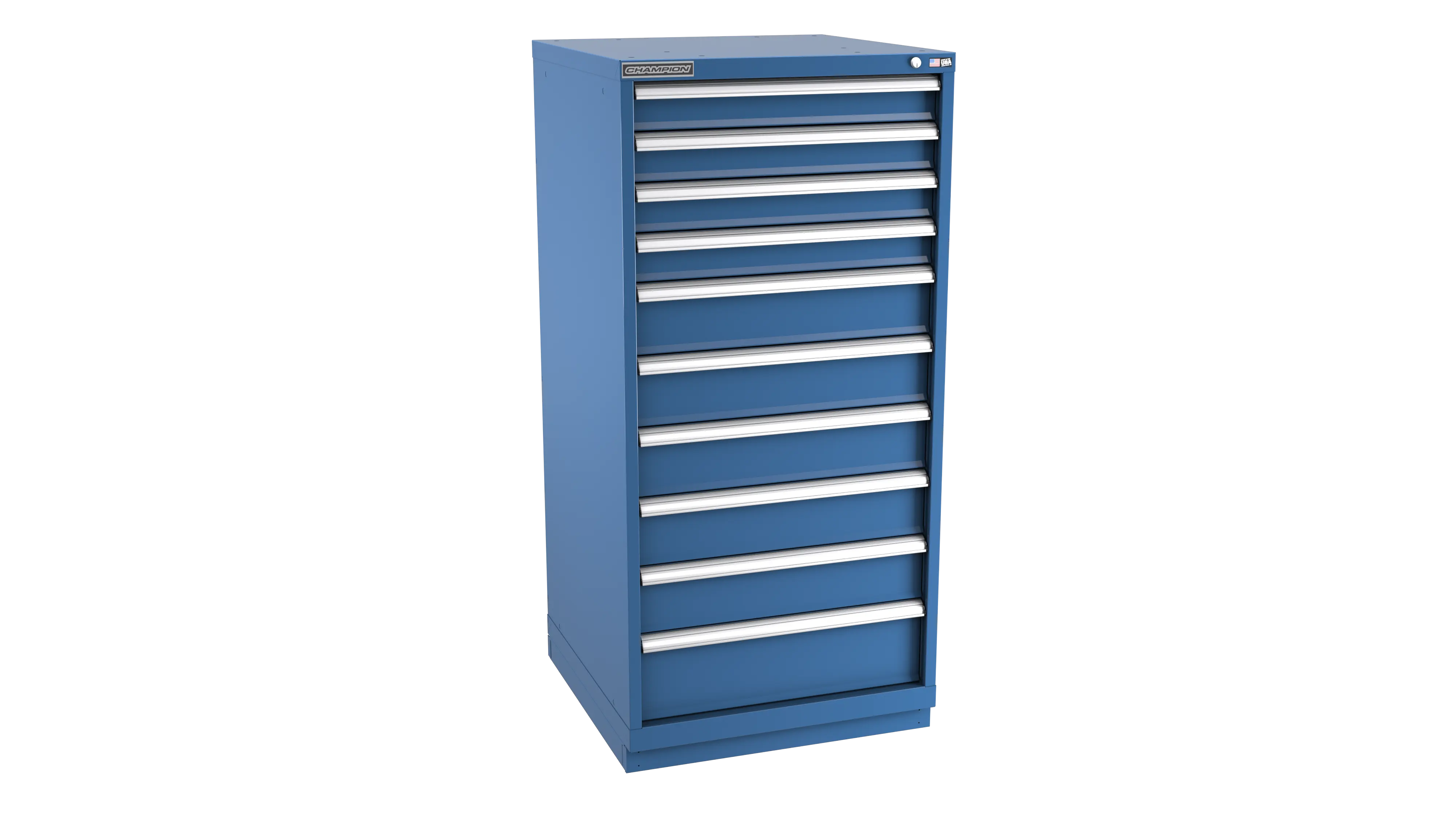 Champion Tool 10-Drawer Metal Modular Storage Cabinet with 169 Internal Compartments, 28-1/4 W x 59-1/2 H x 28-1/2 D in - CM SW2700-1001-ILC-FTB Champion Tool Storage